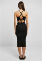 Ladies Midi Rib Knit Crossed Back Dress