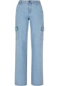 Ladies High Waist Straight Denim Cargo Pants