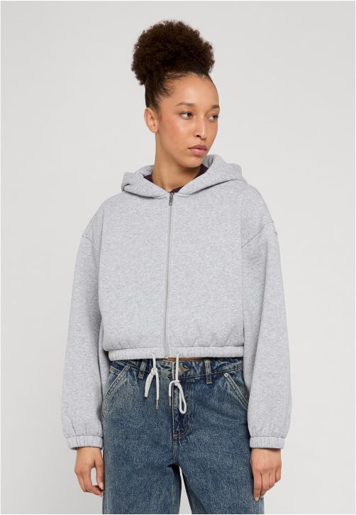 Ladies Fluffy Cropped Zip Hoodie