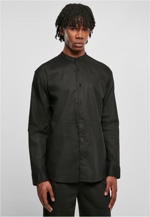 Cotton Linen Stand Up Collar Shirt
