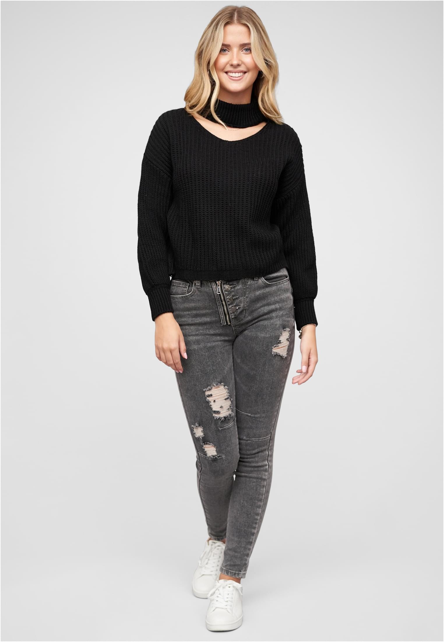 Cloud5ive Maglione mit Stehrollkragen und V-Ausschnitt