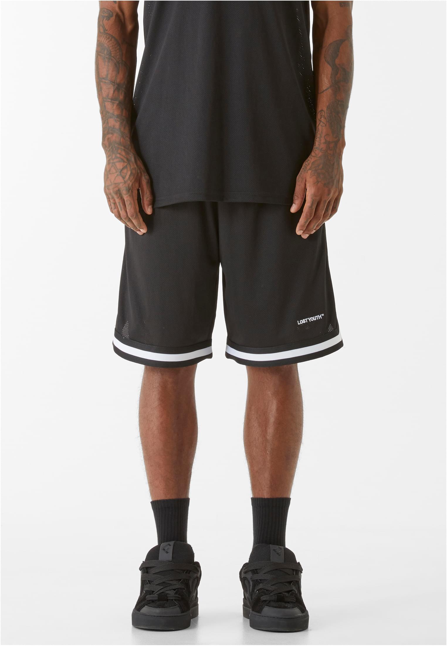 Lost Youth Pantaloncini LY MESH "LOST YOUTH" black-white