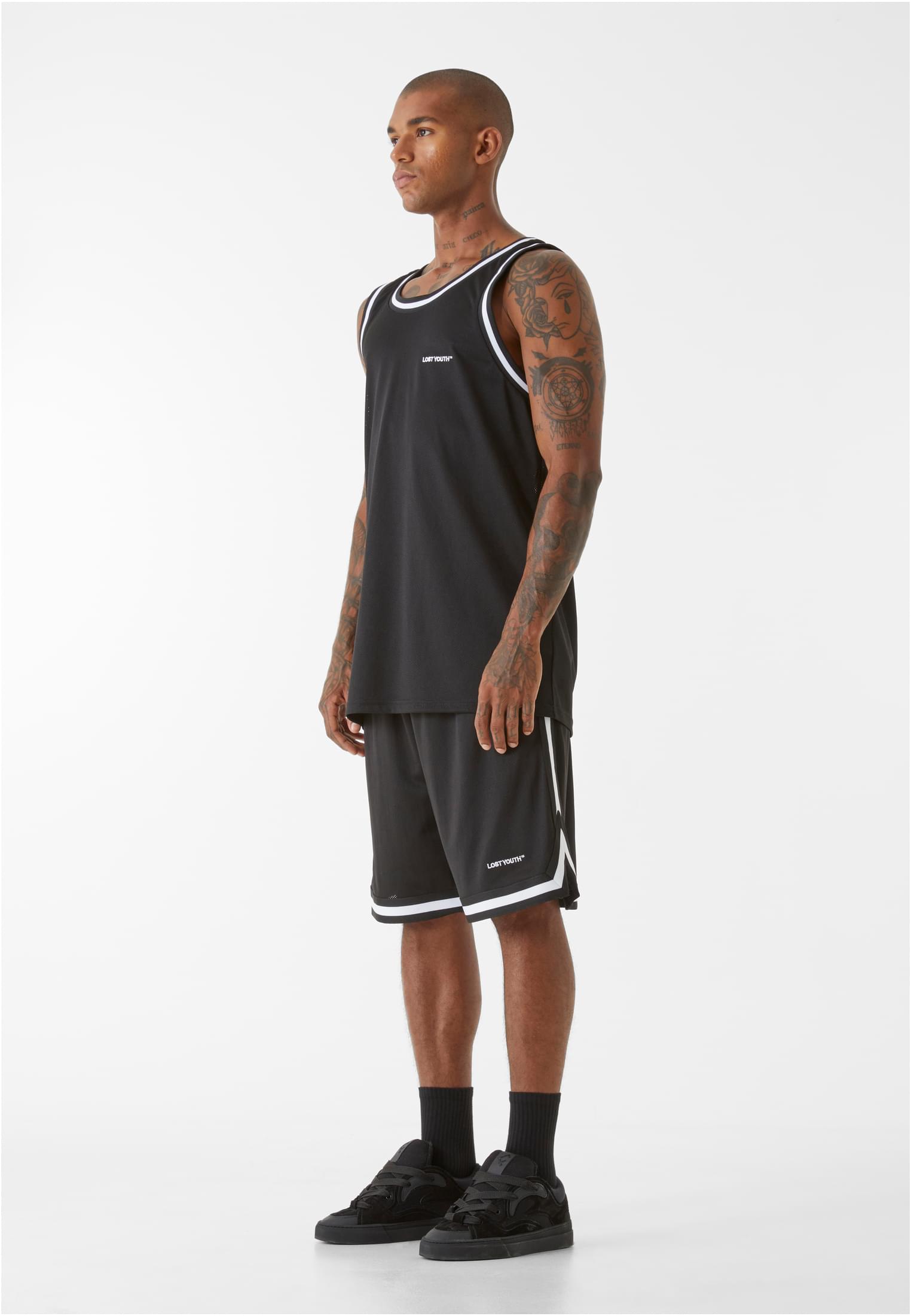 Lost Youth Pantaloncini LY MESH "LOST YOUTH" black-white
