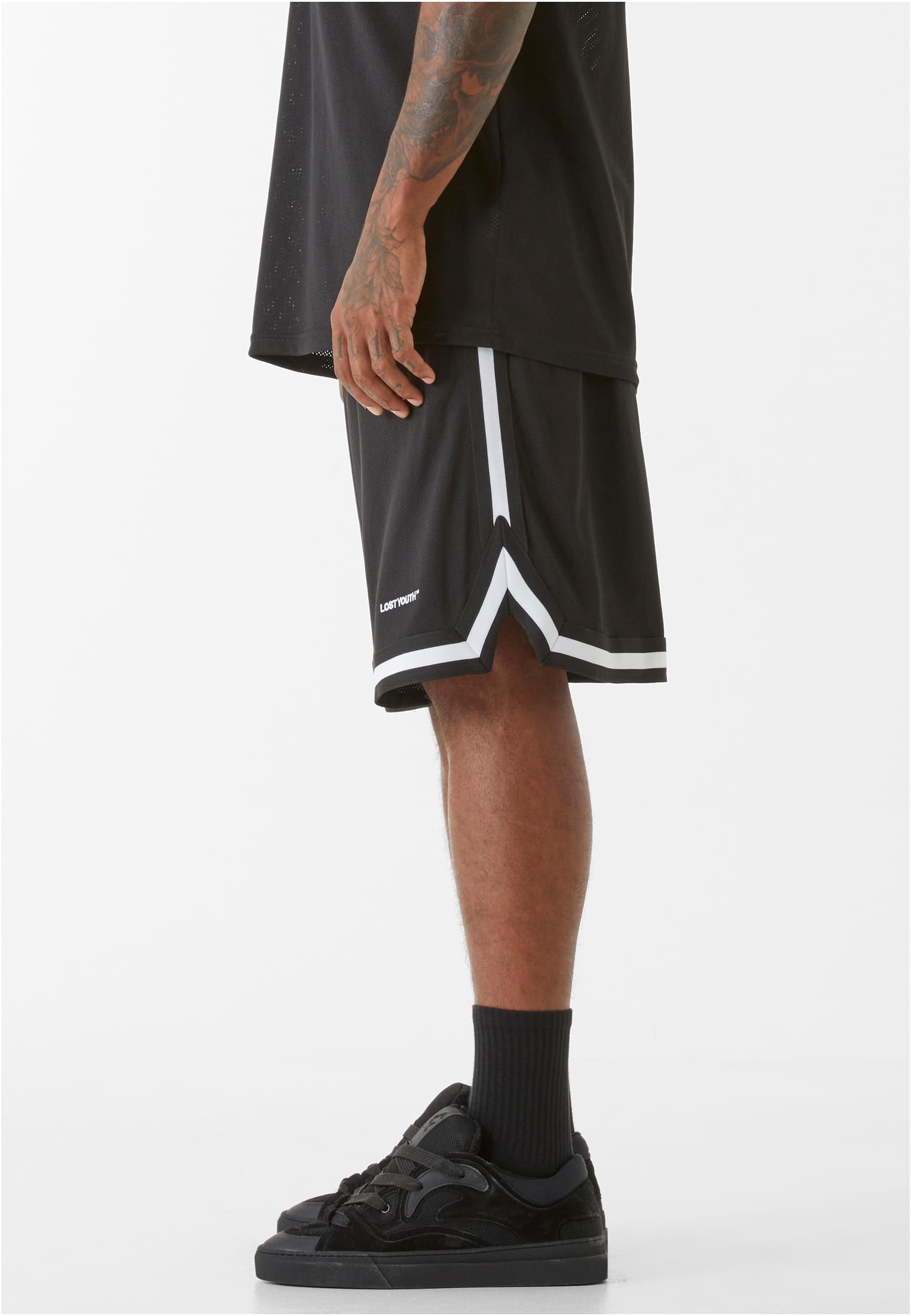 Lost Youth Pantaloncini LY MESH "LOST YOUTH" black-white