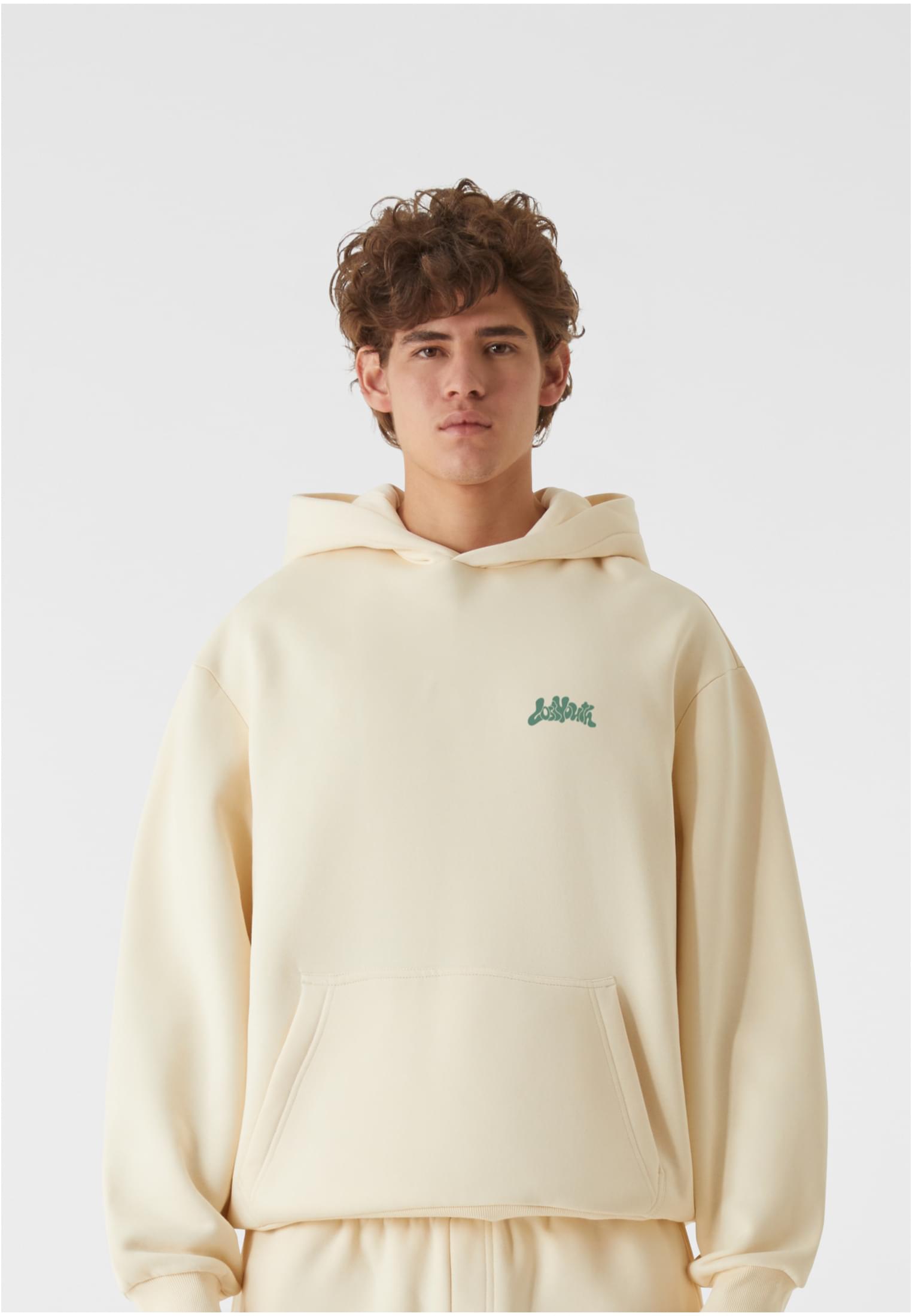 Lost Youth Felpa con cappuccio OVERSIZED CHAOS FLOW whitesand