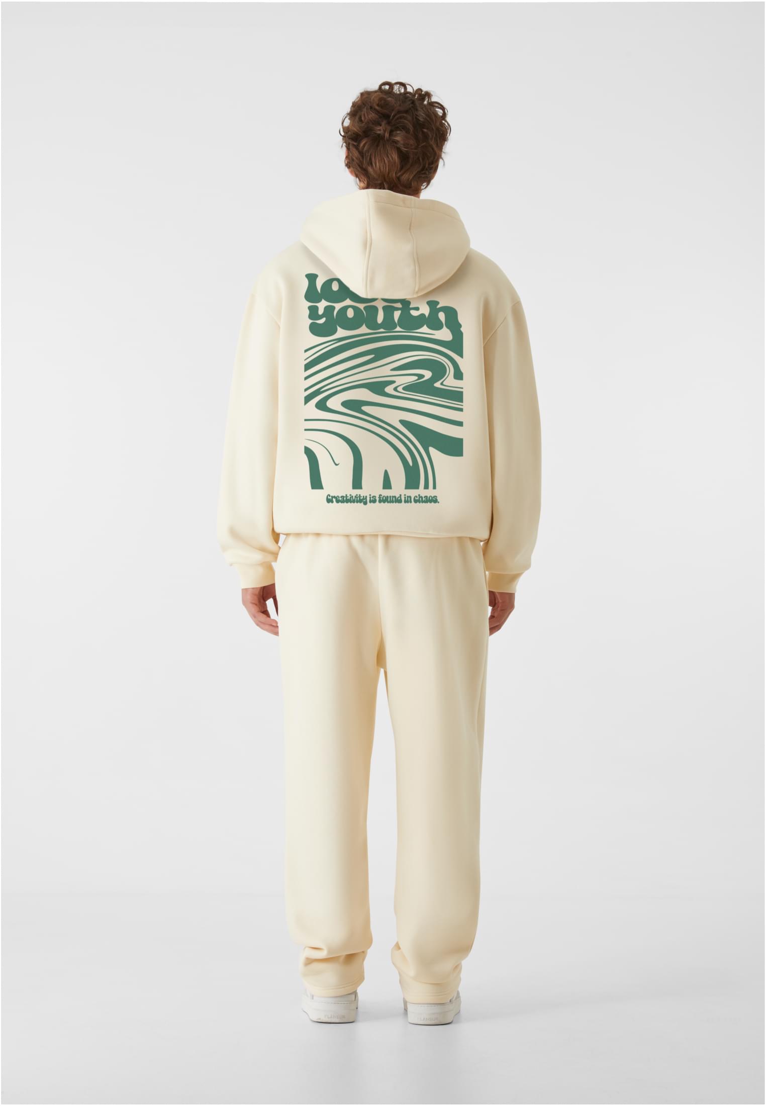Lost Youth Felpa con cappuccio OVERSIZED CHAOS FLOW whitesand