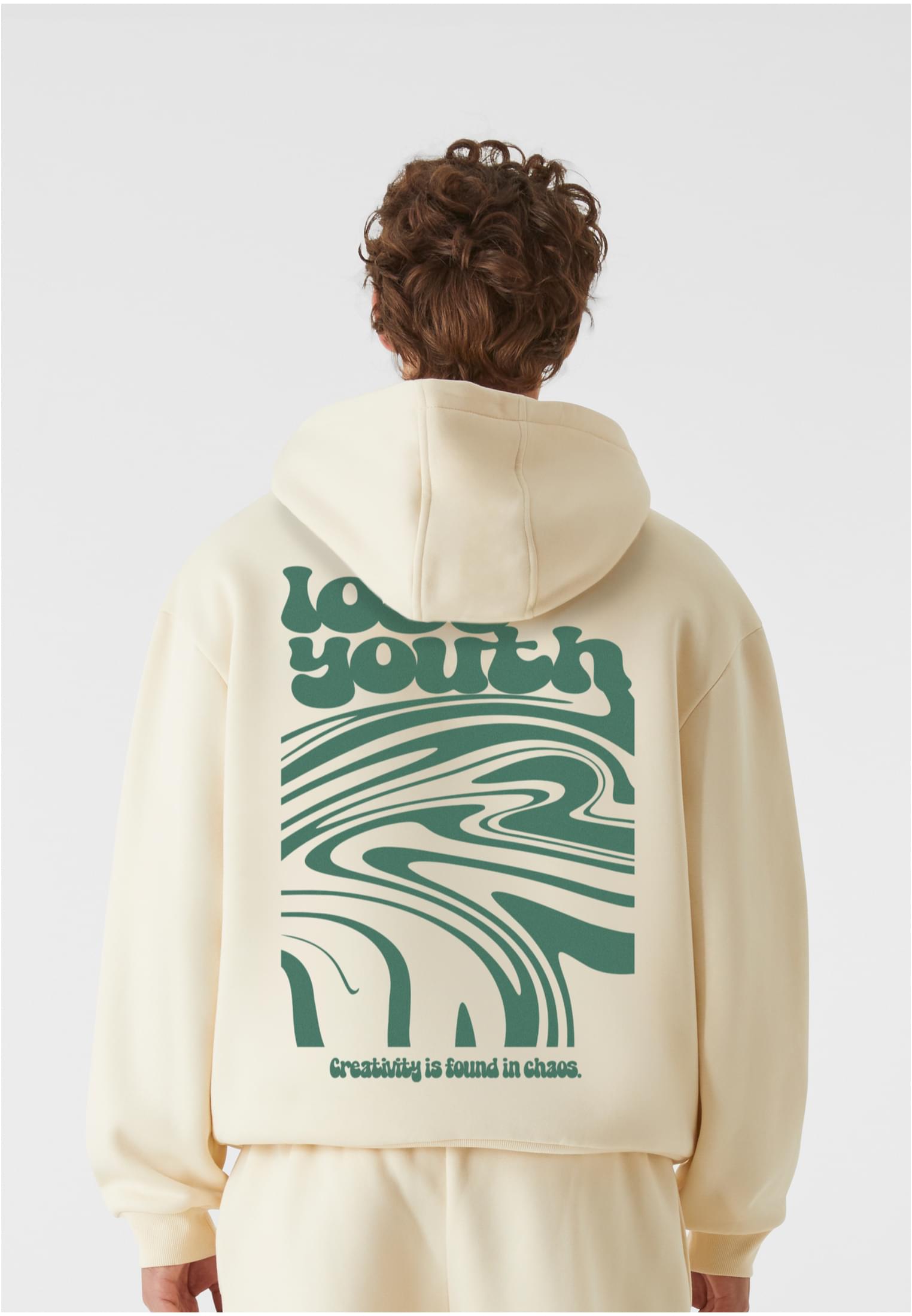 Lost Youth Felpa con cappuccio OVERSIZED CHAOS FLOW whitesand