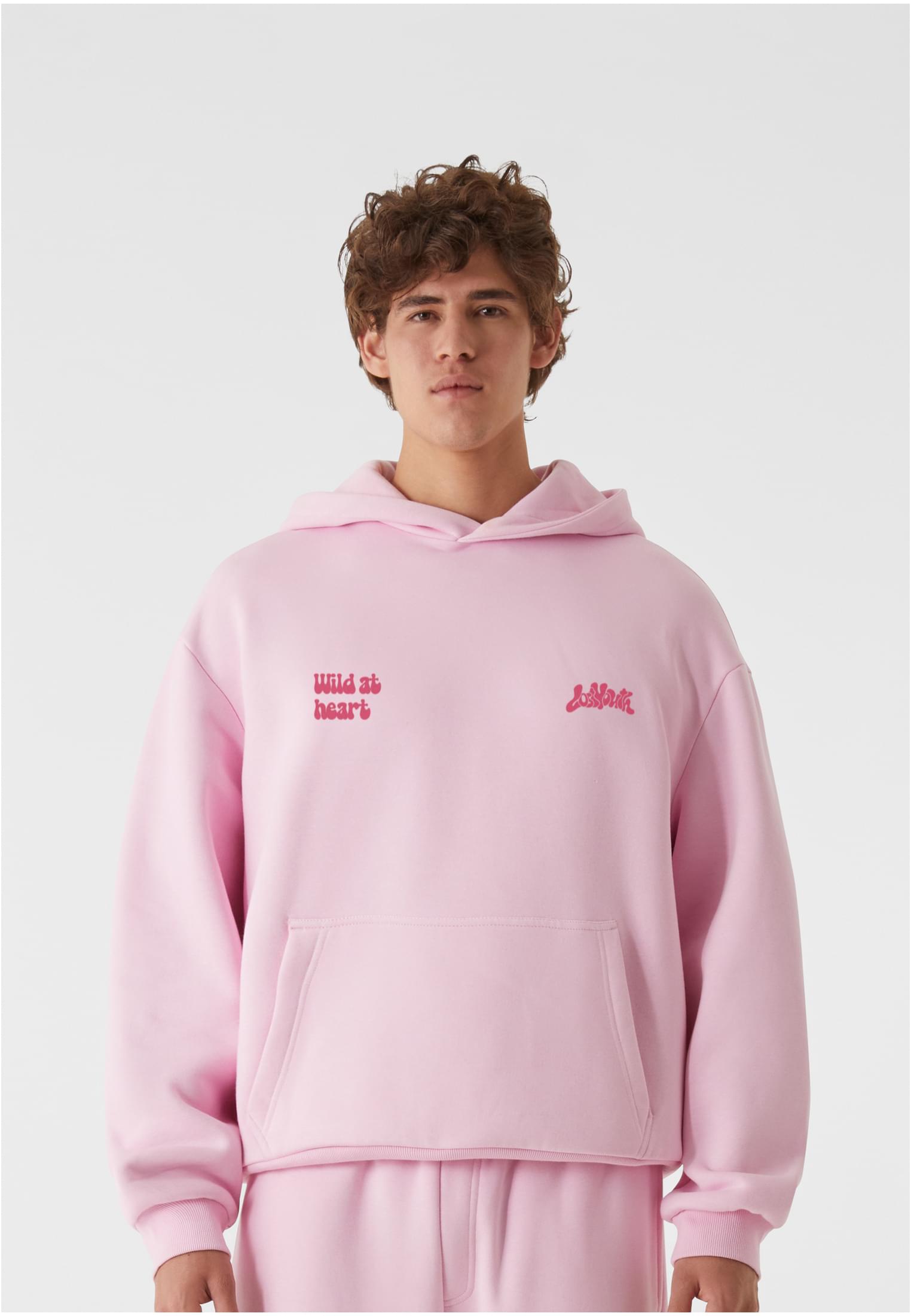 Lost Youth Felpa con cappuccio OVERSIZED WILD AT HEART softpink