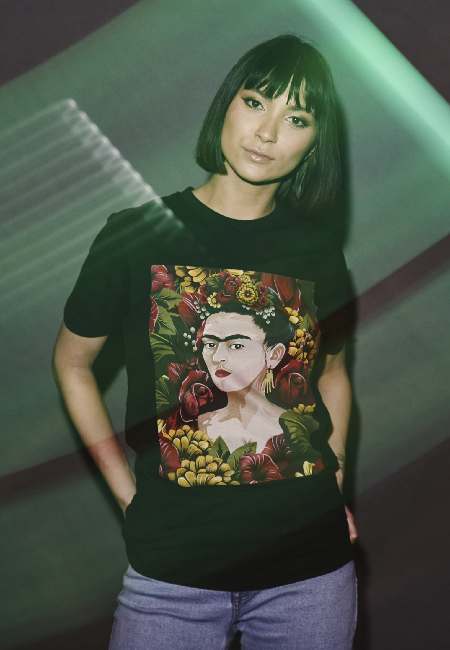 MERCHCODE Ladies Frida Kahlo Portrait Camiseta Mujer 