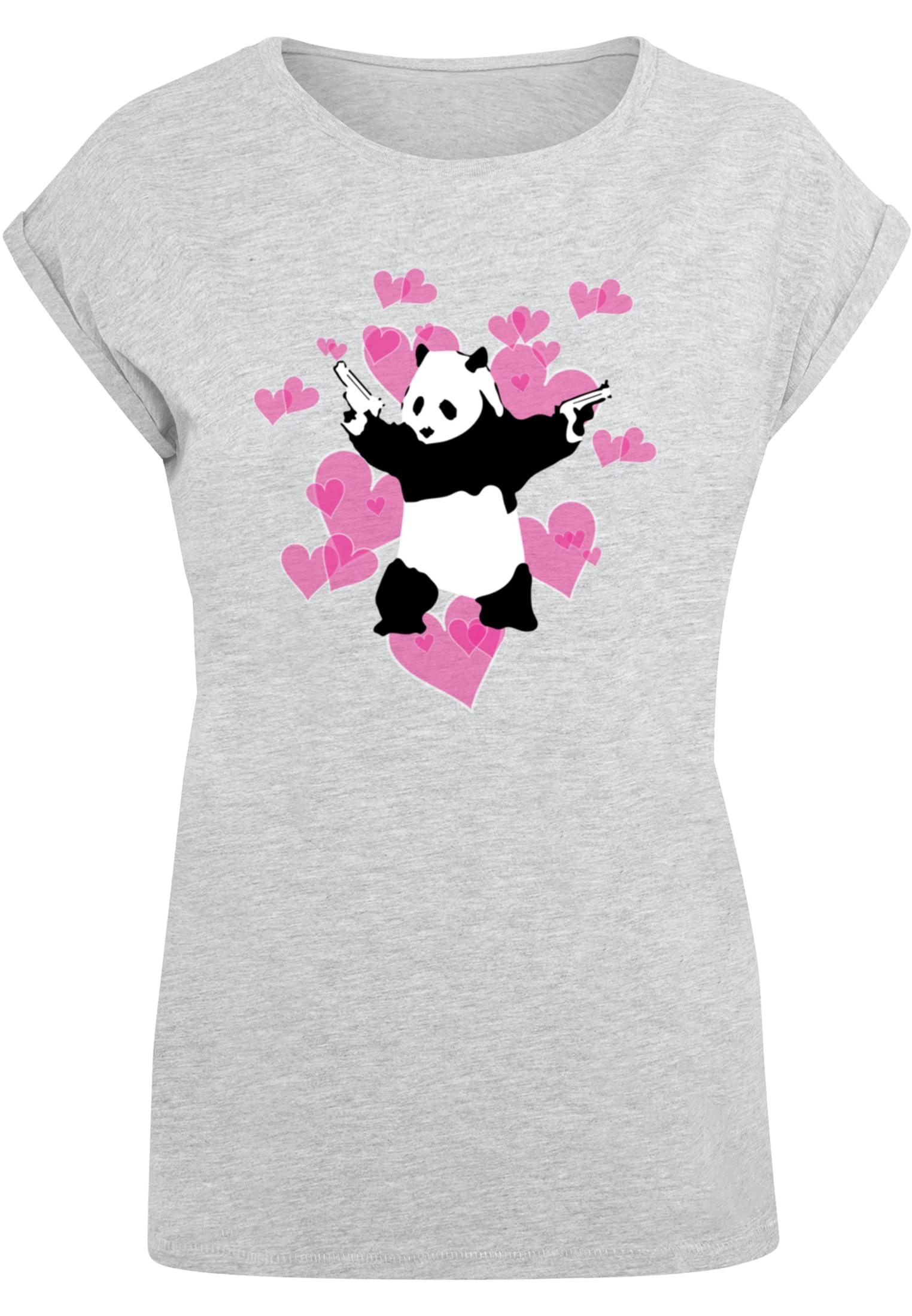 Merchcode Ladies Maglietta Brandalised Panda Guns With Hearts