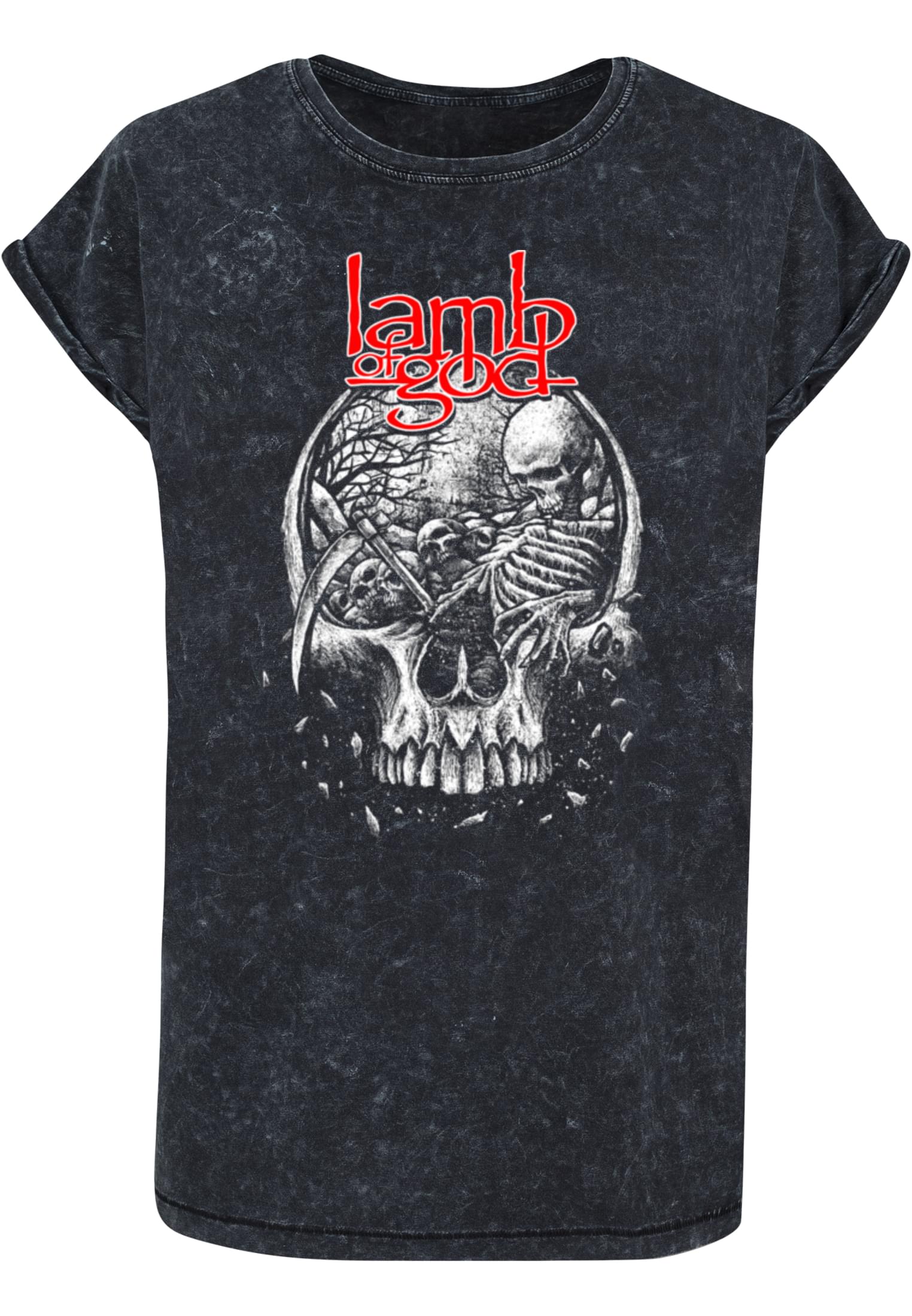 Merchcode Ladies Maglietta Lamb Of God Tombskull Acid Washed