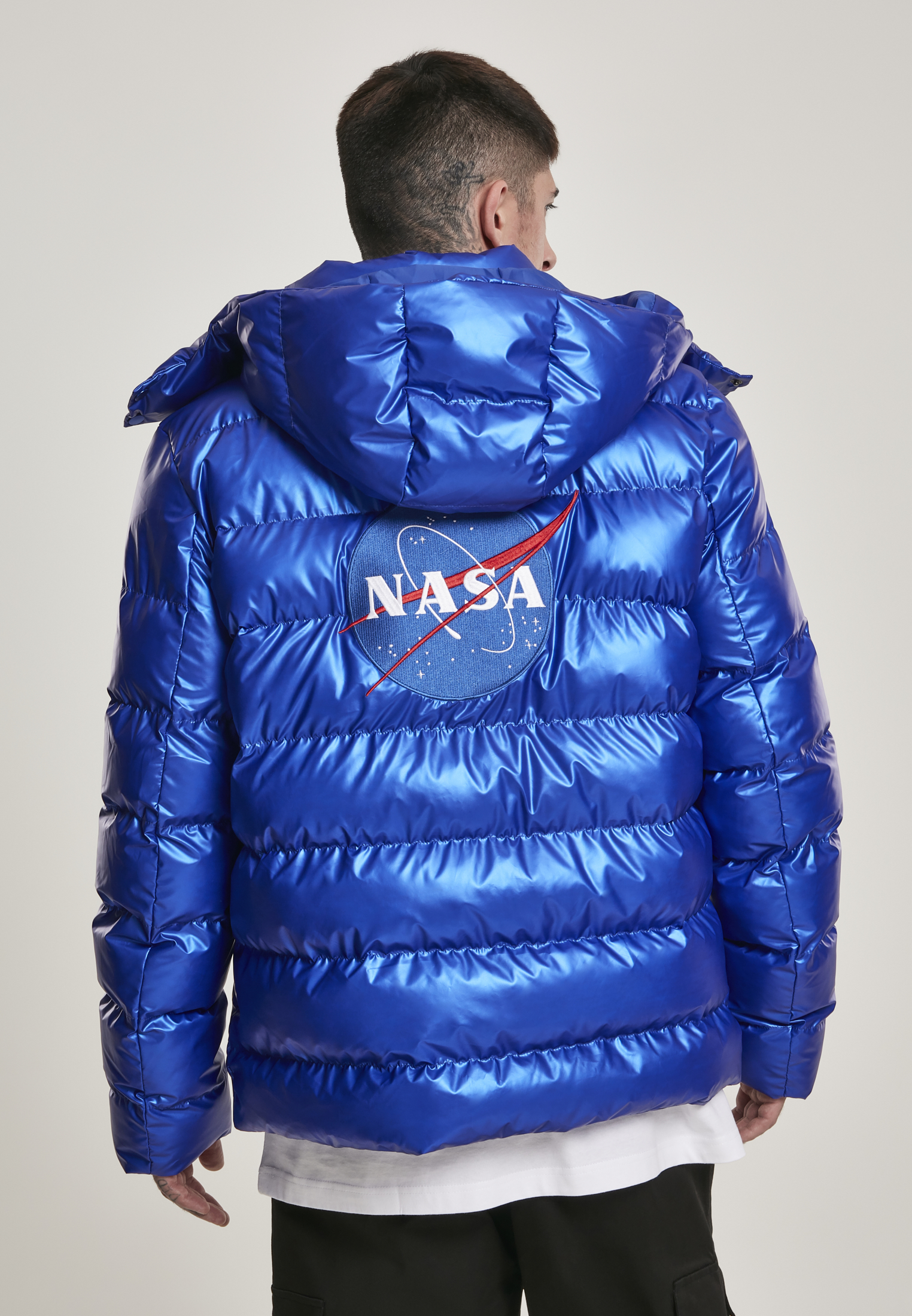 NASA Insignia Metallic Puffer Jacket-MT1029