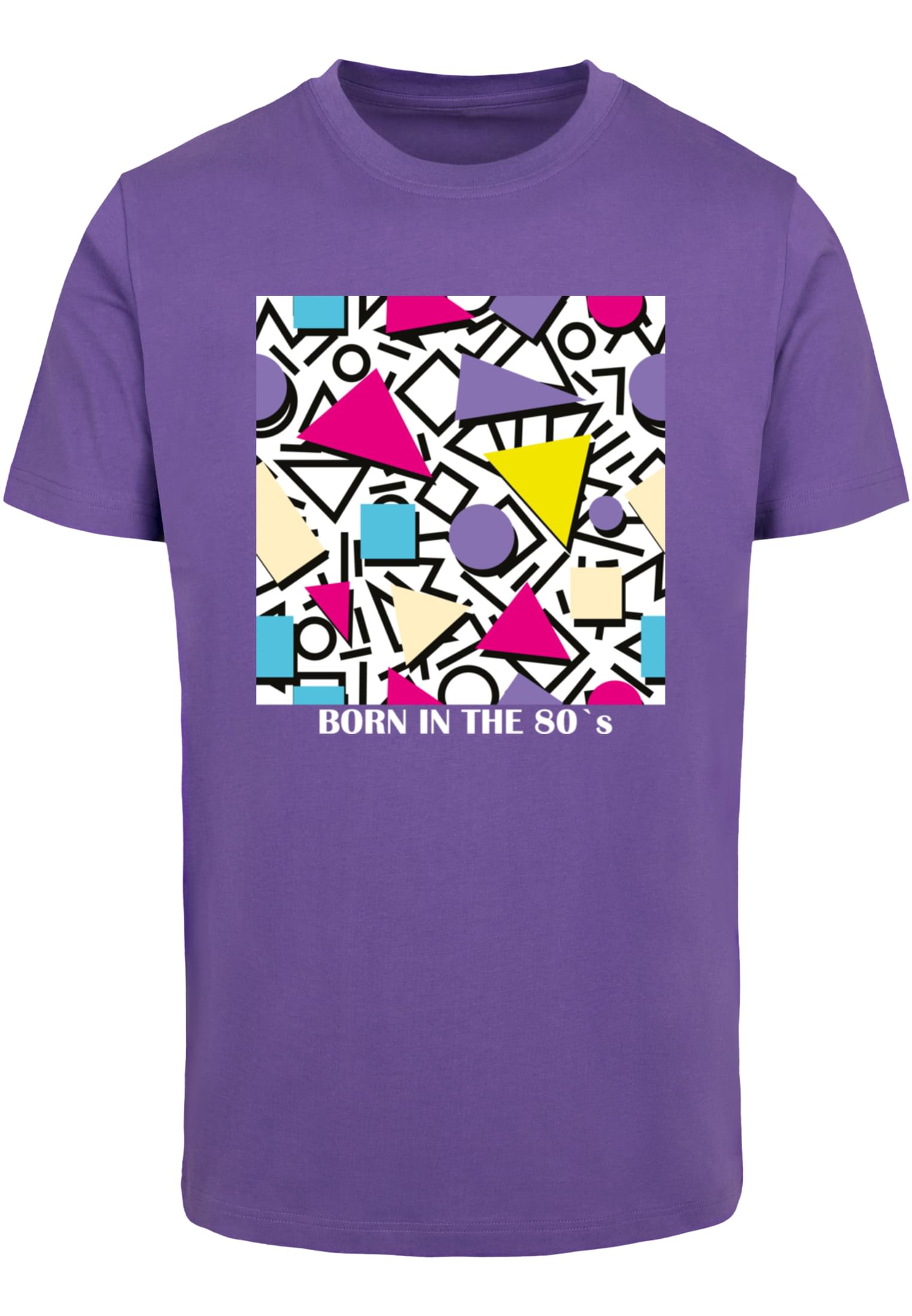 MT Men Maglietta Geometric Retro Round Neck ultraviolet