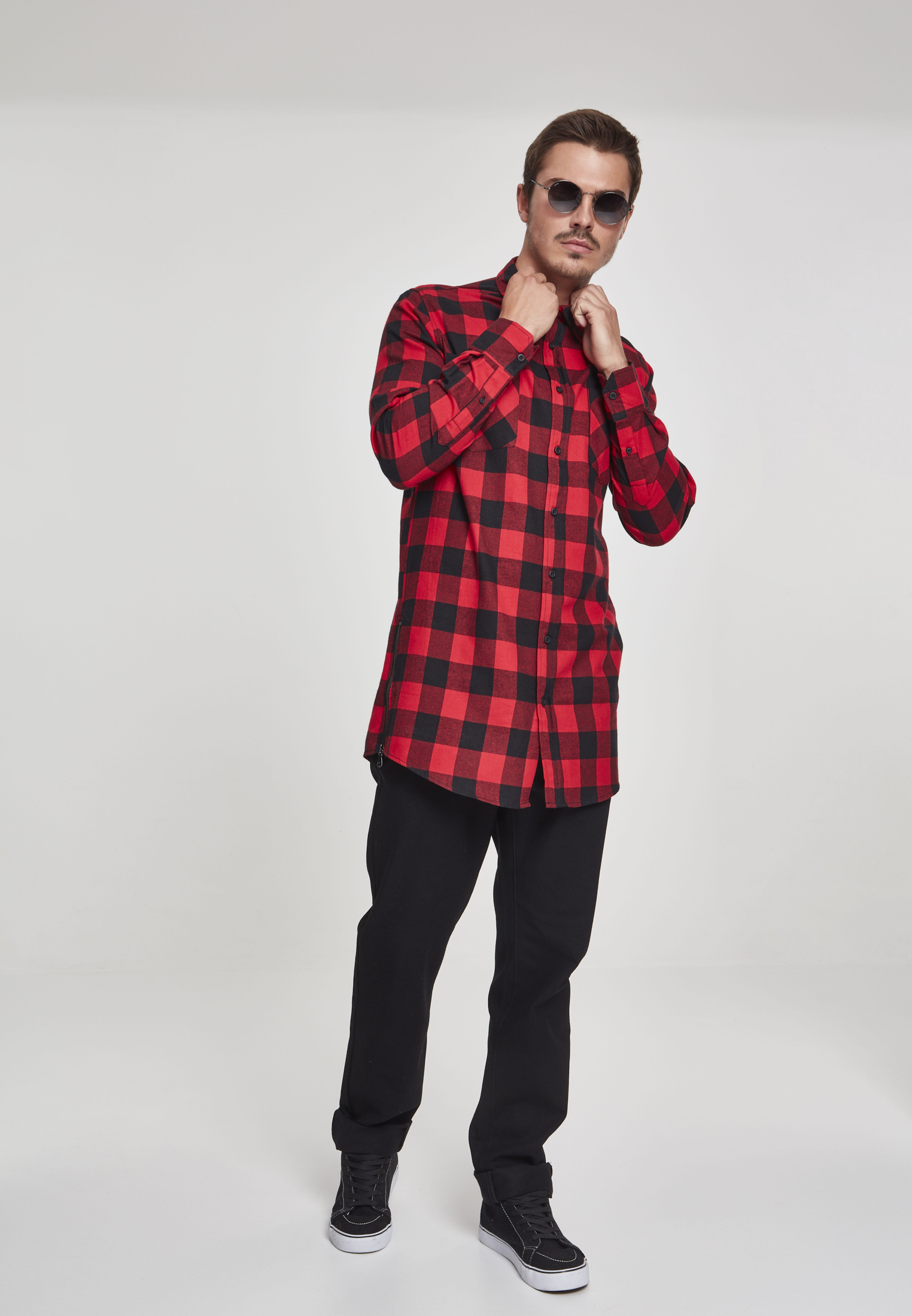 Checked Flanell Shirt-TB1001 Long Side-Zip