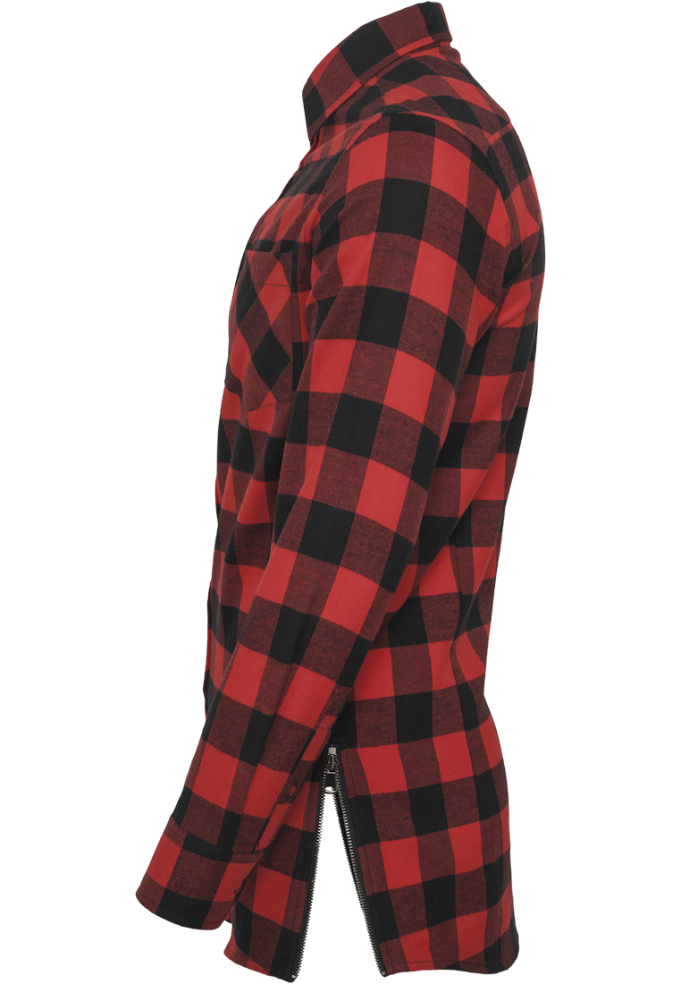 Flanell Checked Long Shirt-TB1001 Side-Zip