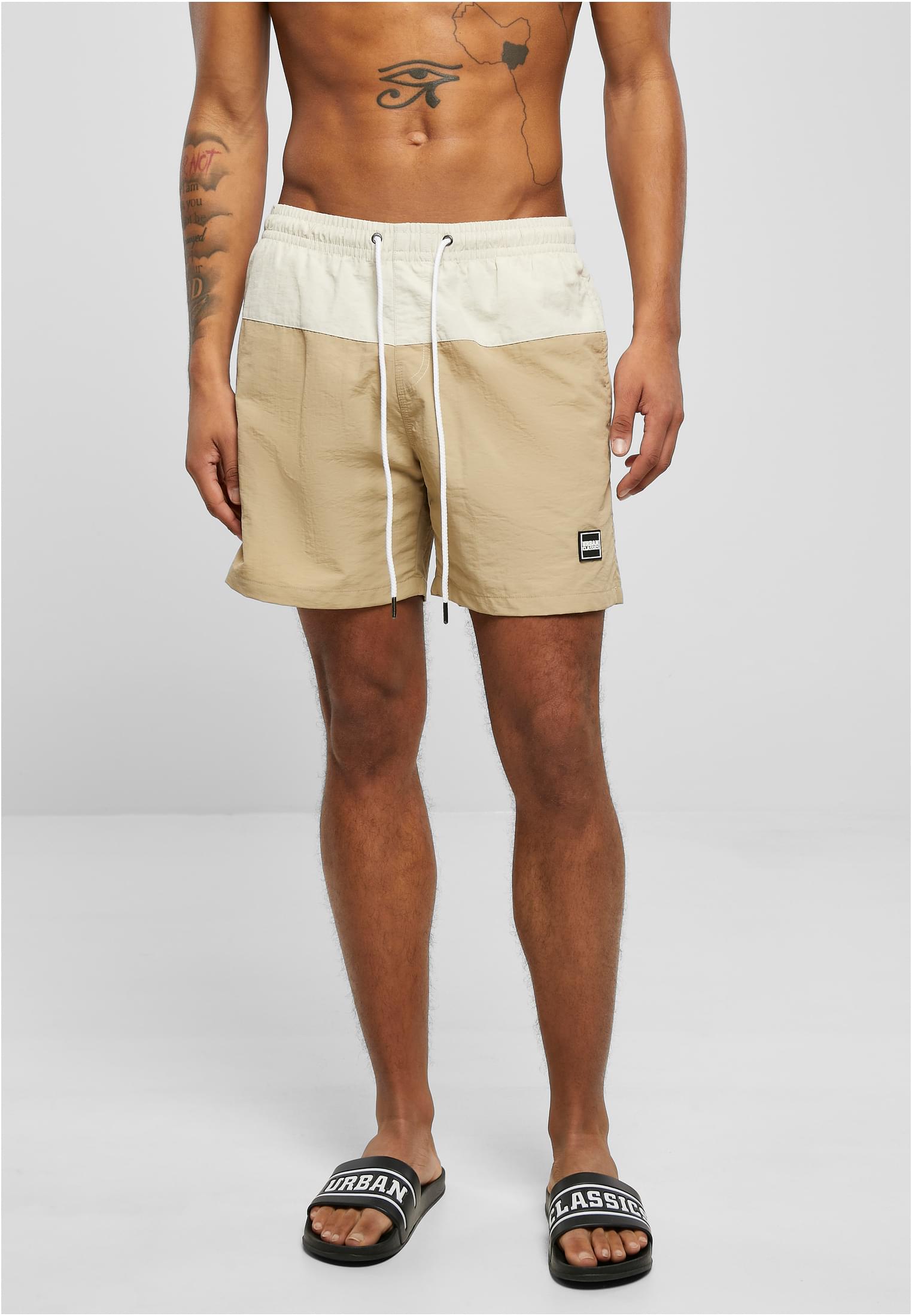 Urban Classics Pantaloncini Block Swim unionbeige/softseagrass