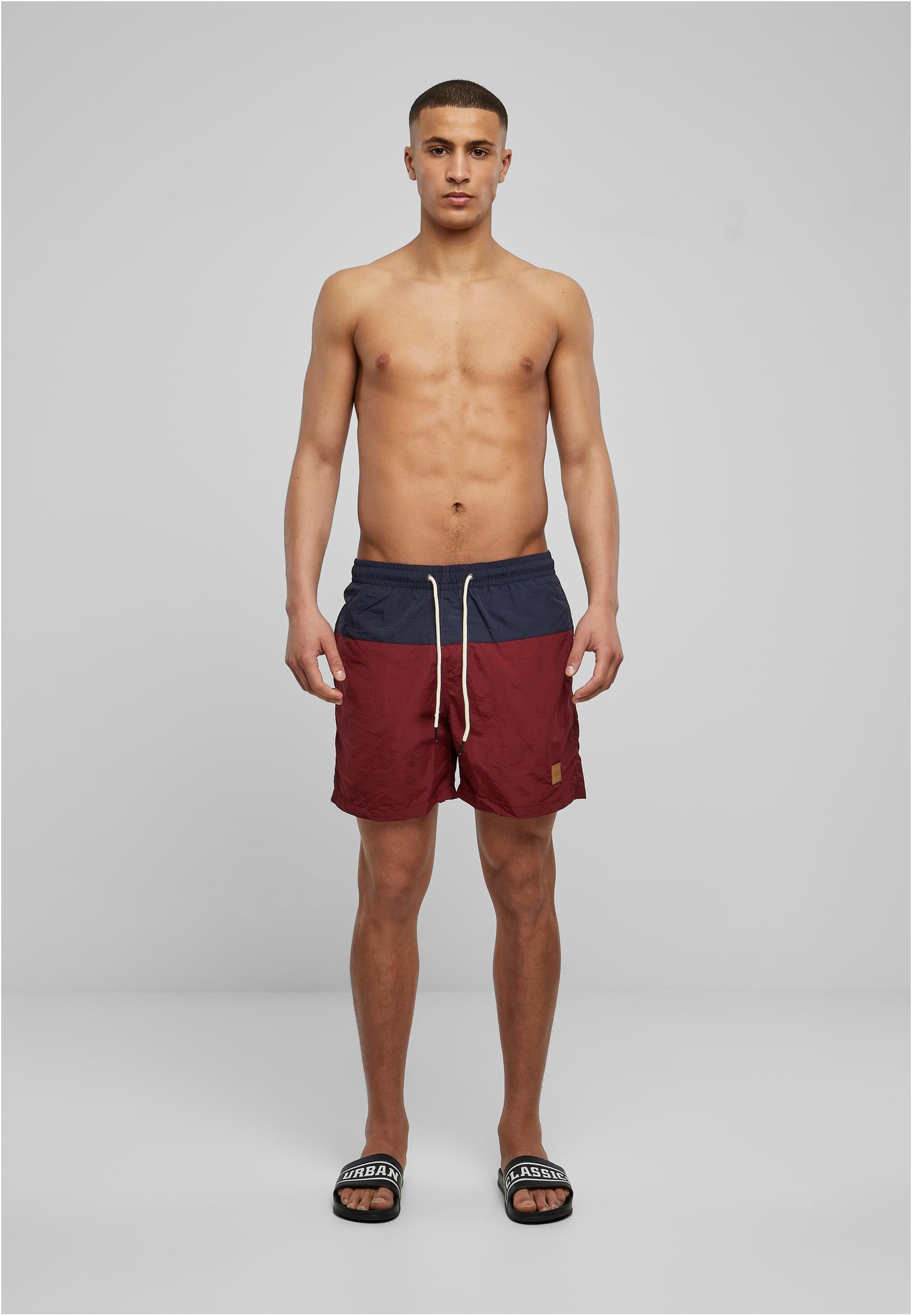Urban Classics Pantaloncini Block Swim nvy/burgundy