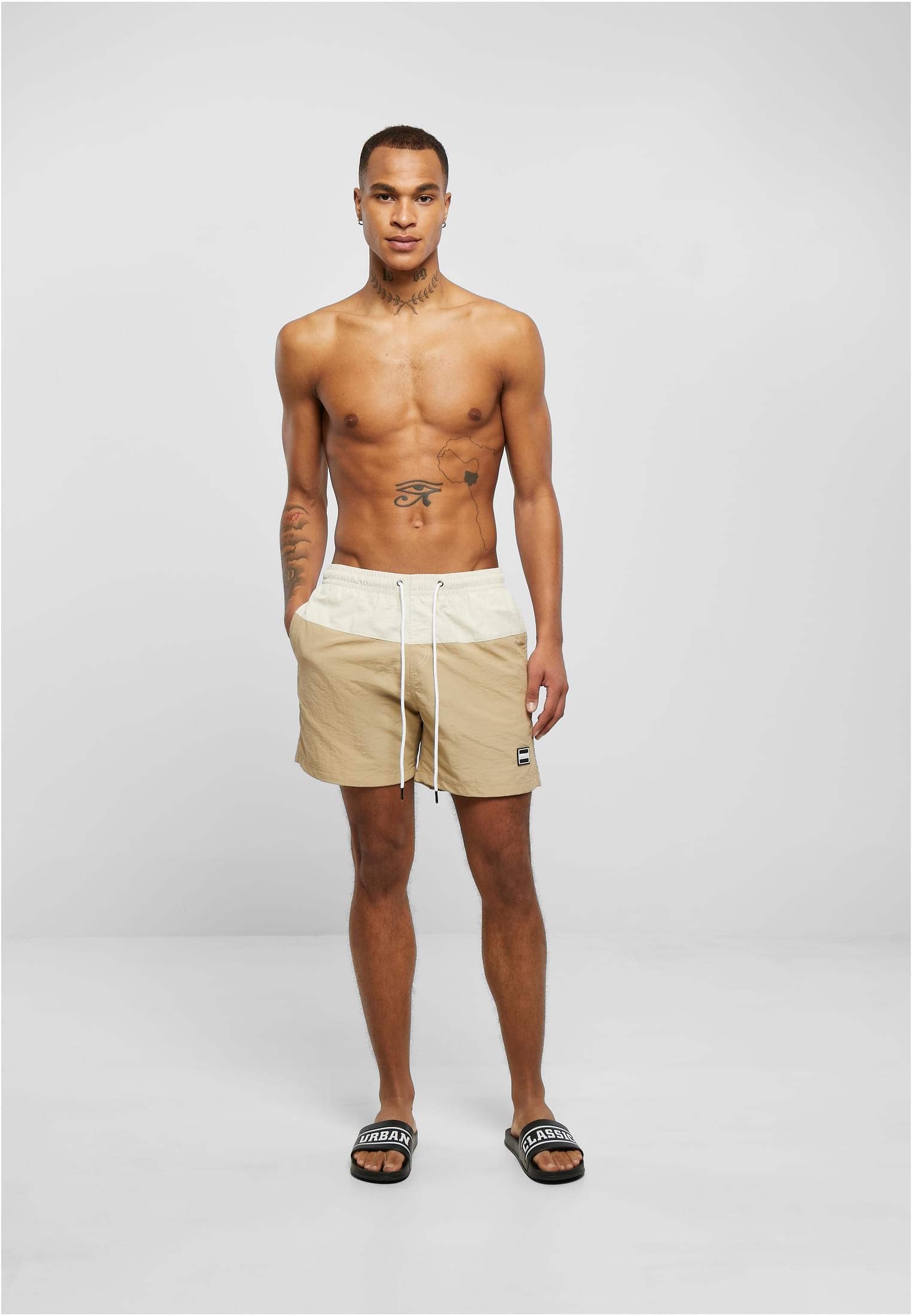 Urban Classics Pantaloncini Block Swim unionbeige/softseagrass