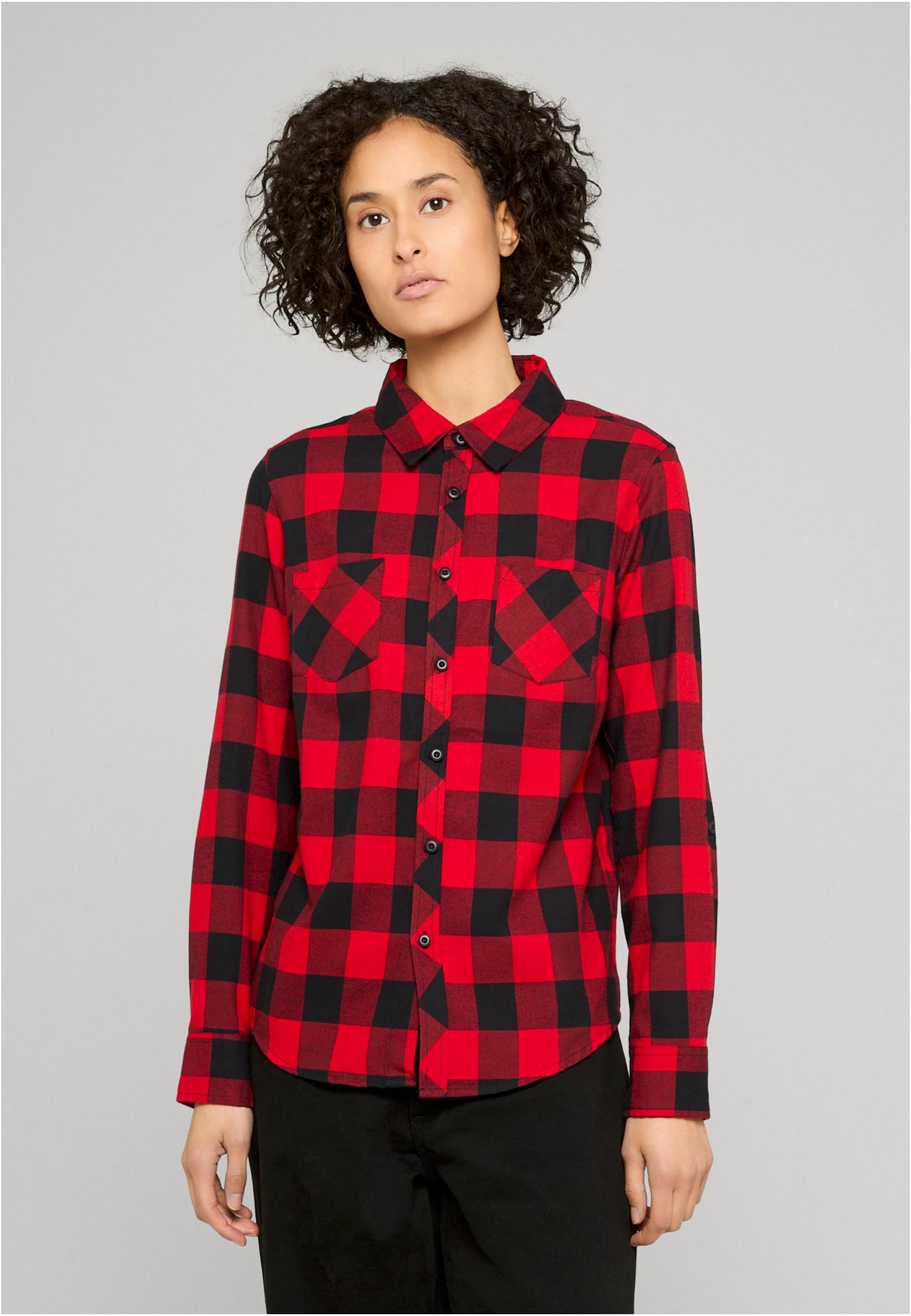 Urban Classics Camicia Turnup Checked Flanell blk/red