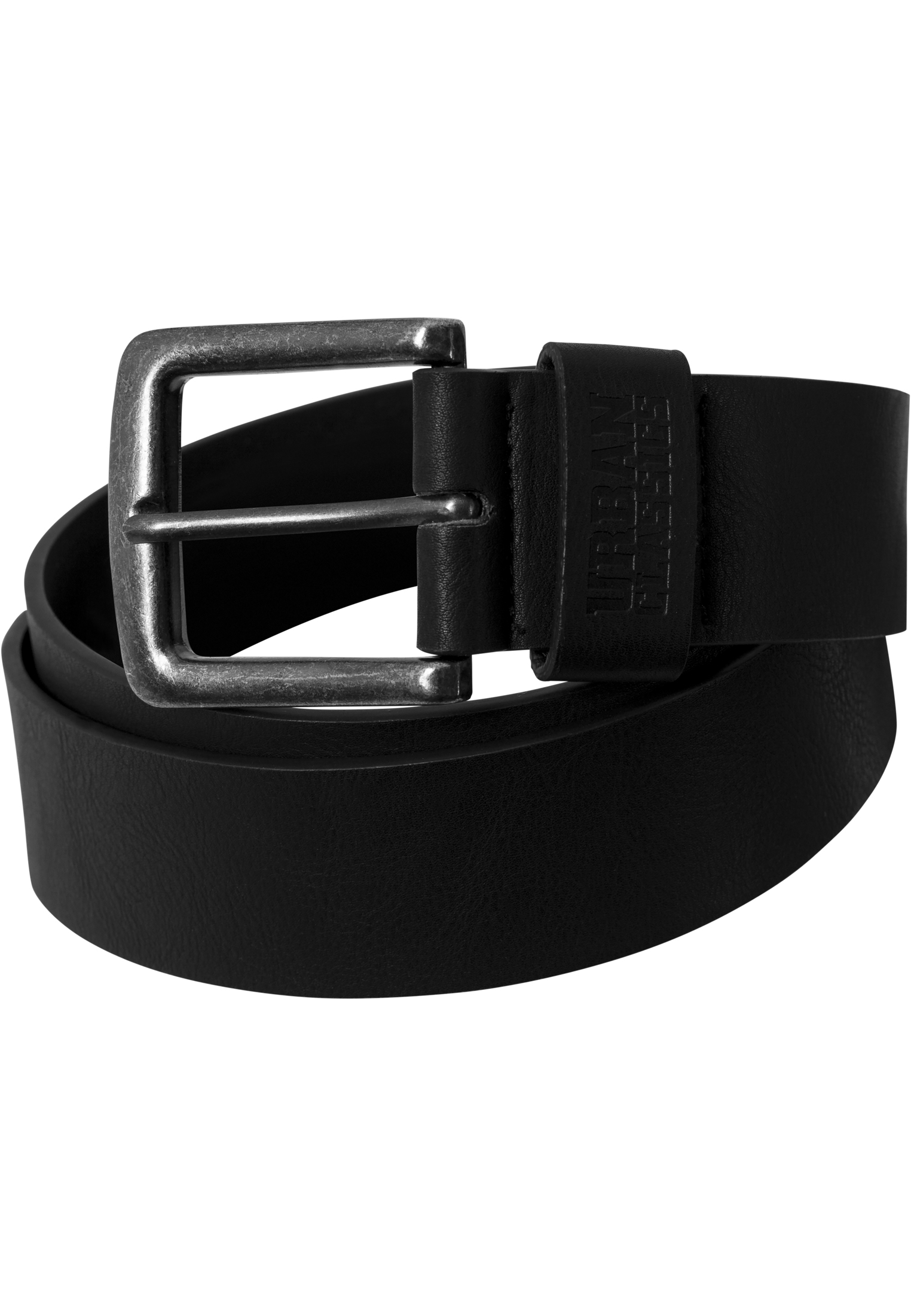 Urban Classics Leather Imitation Belt black Basic Blank Leder Gürtel Schnalle 