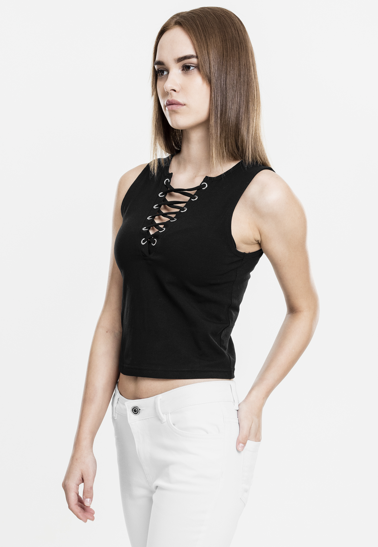 Ladies Lace Up Cropped Top-TB1631