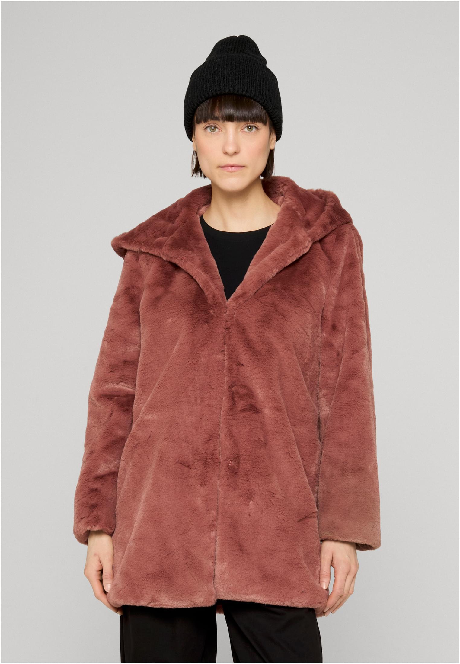 UC Ladies Cappotto Hooded Teddy darkrose