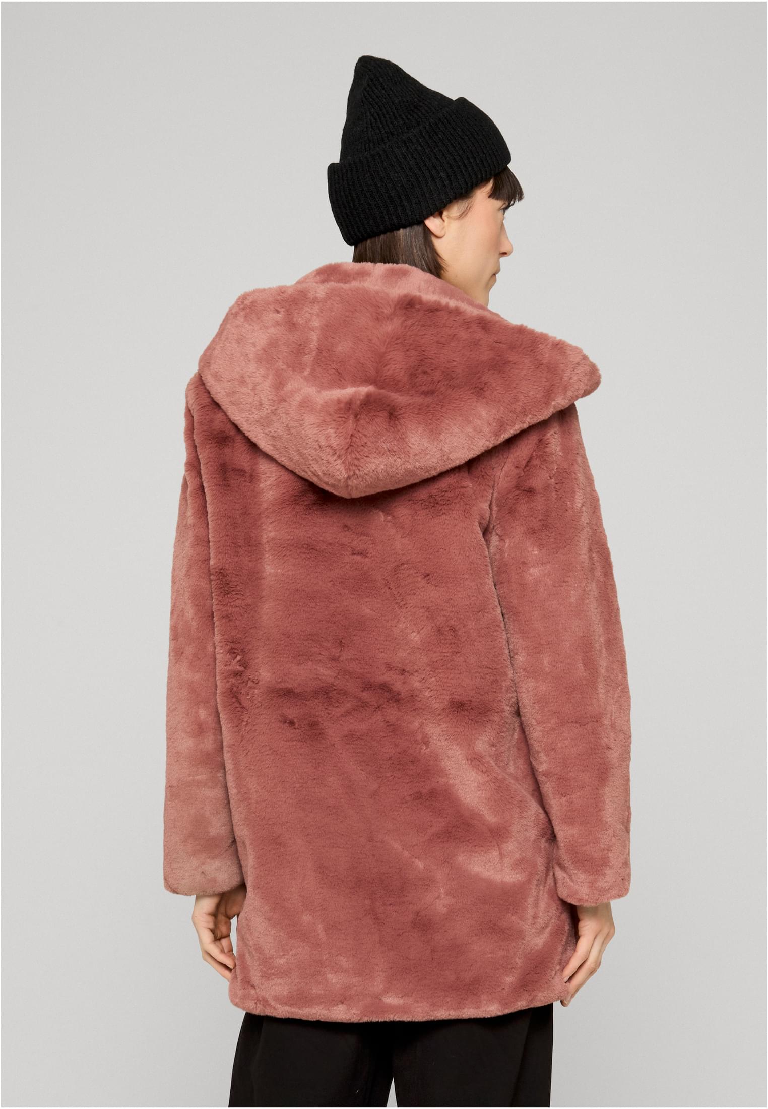 UC Ladies Cappotto Hooded Teddy darkrose