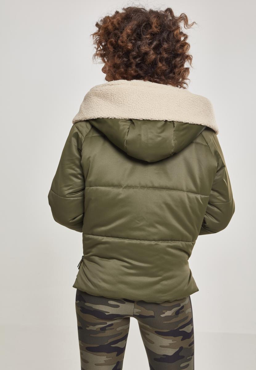Urban Classics Giacca Sherpa Hooded darkolive/darksand