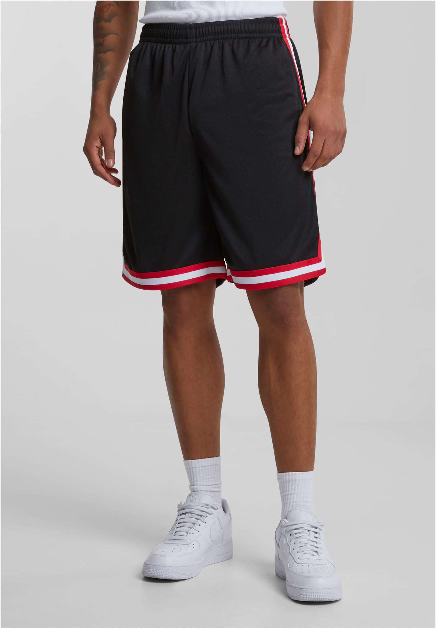 UC Men Pantaloncini Stripes Mesh blkredwht