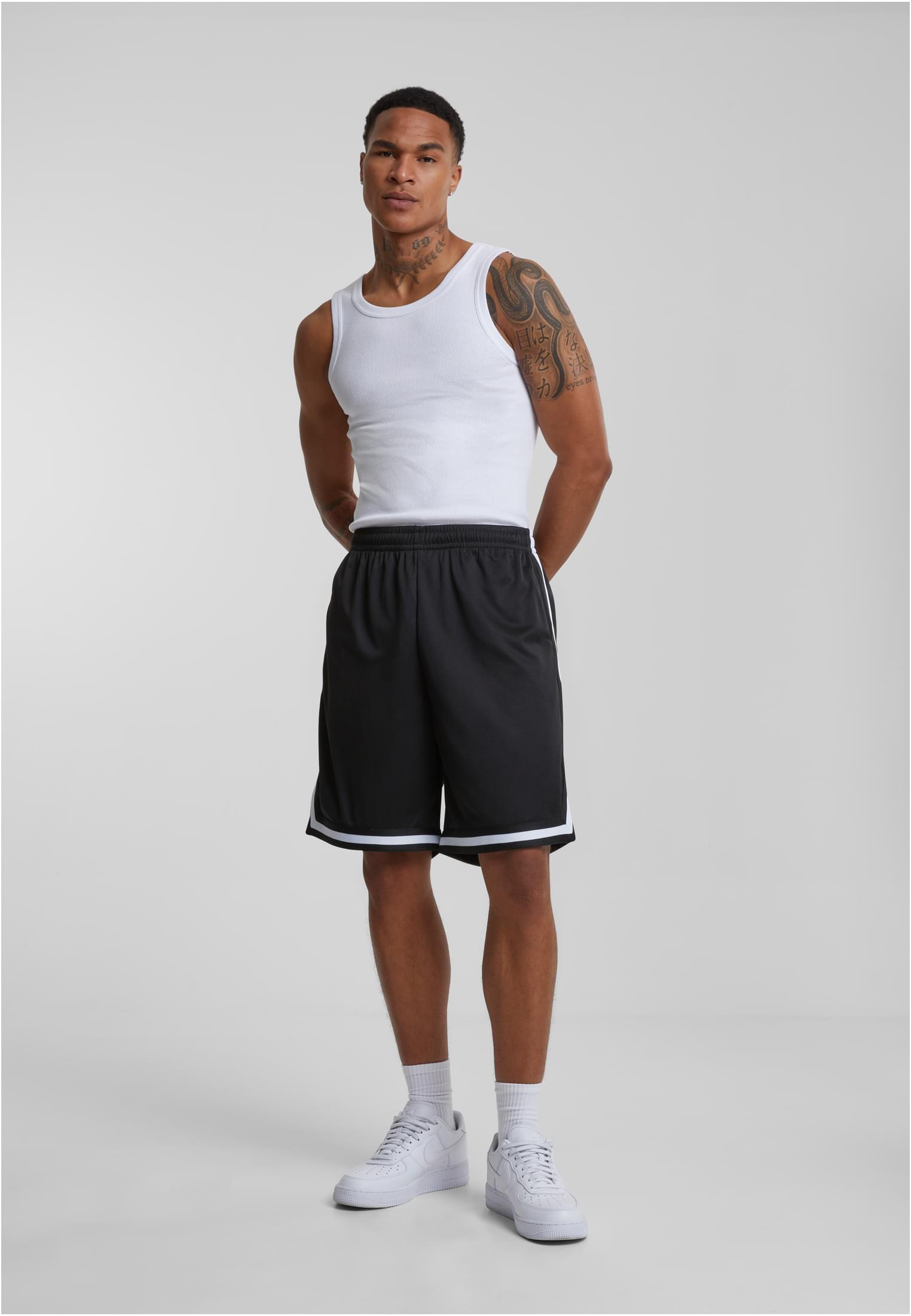 UC Men Pantaloncini Stripes Mesh blkblkwht