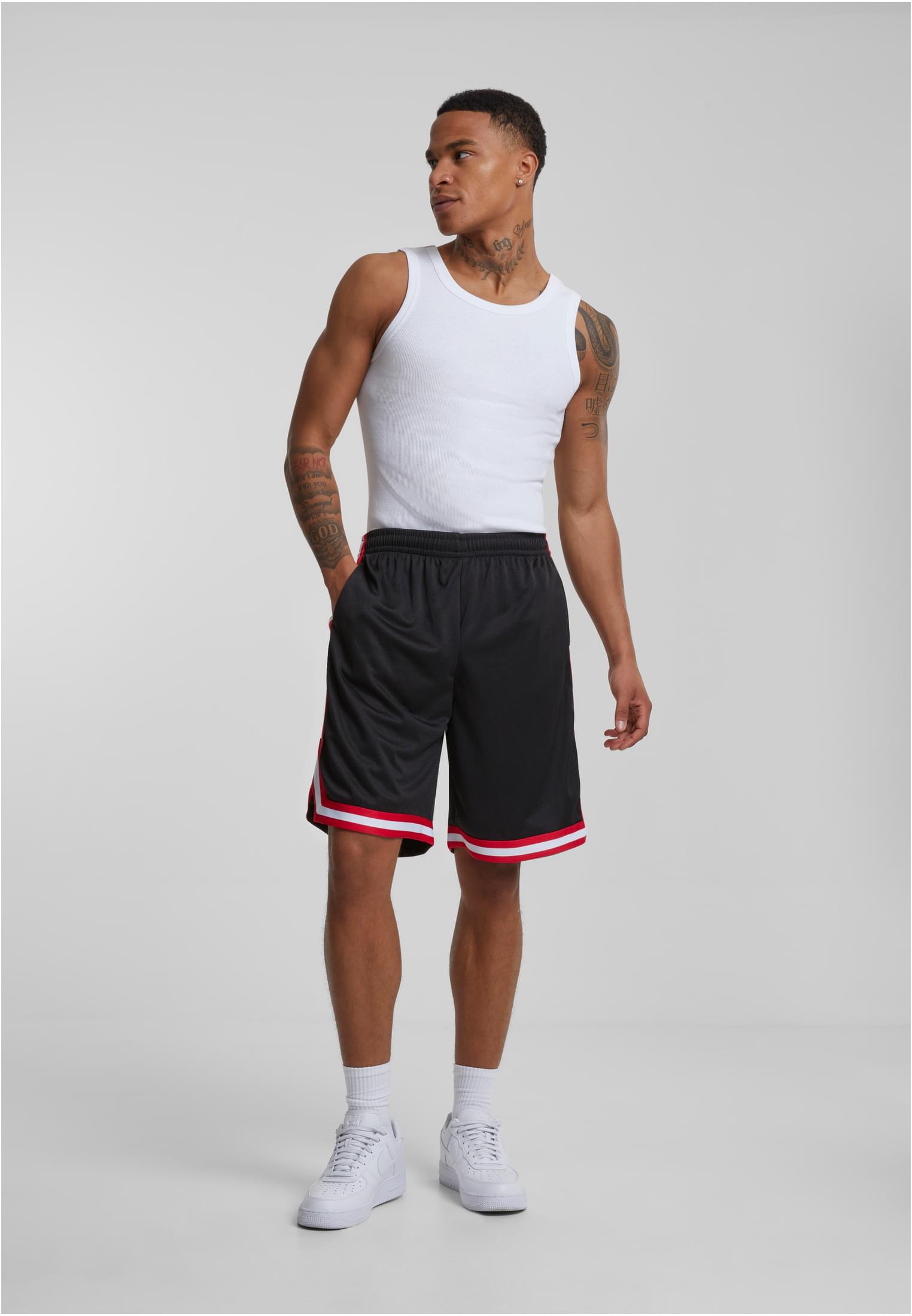 UC Men Pantaloncini Stripes Mesh blkredwht