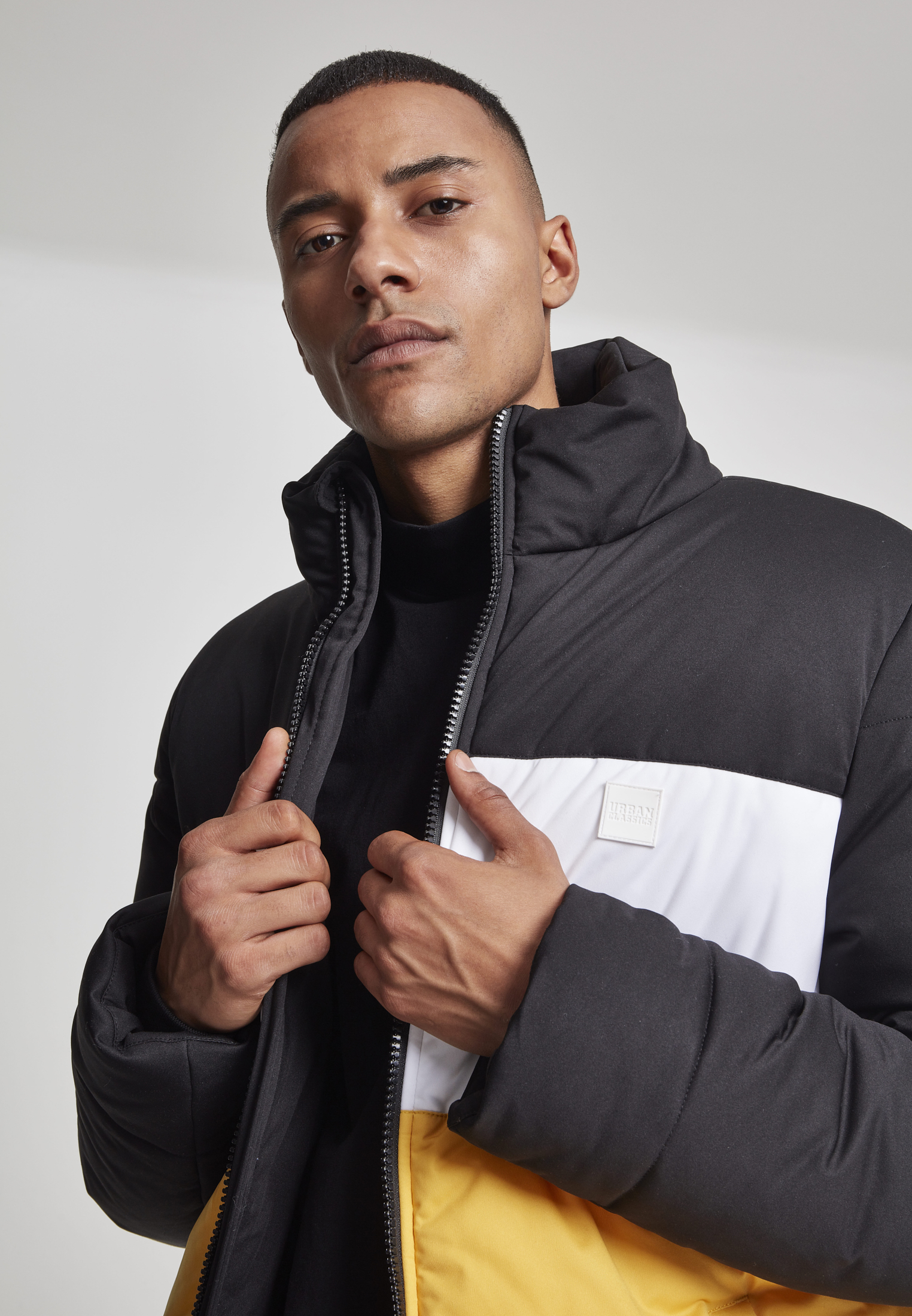 Urban Classics Giacca Boxy blk/chromeyellow/wht