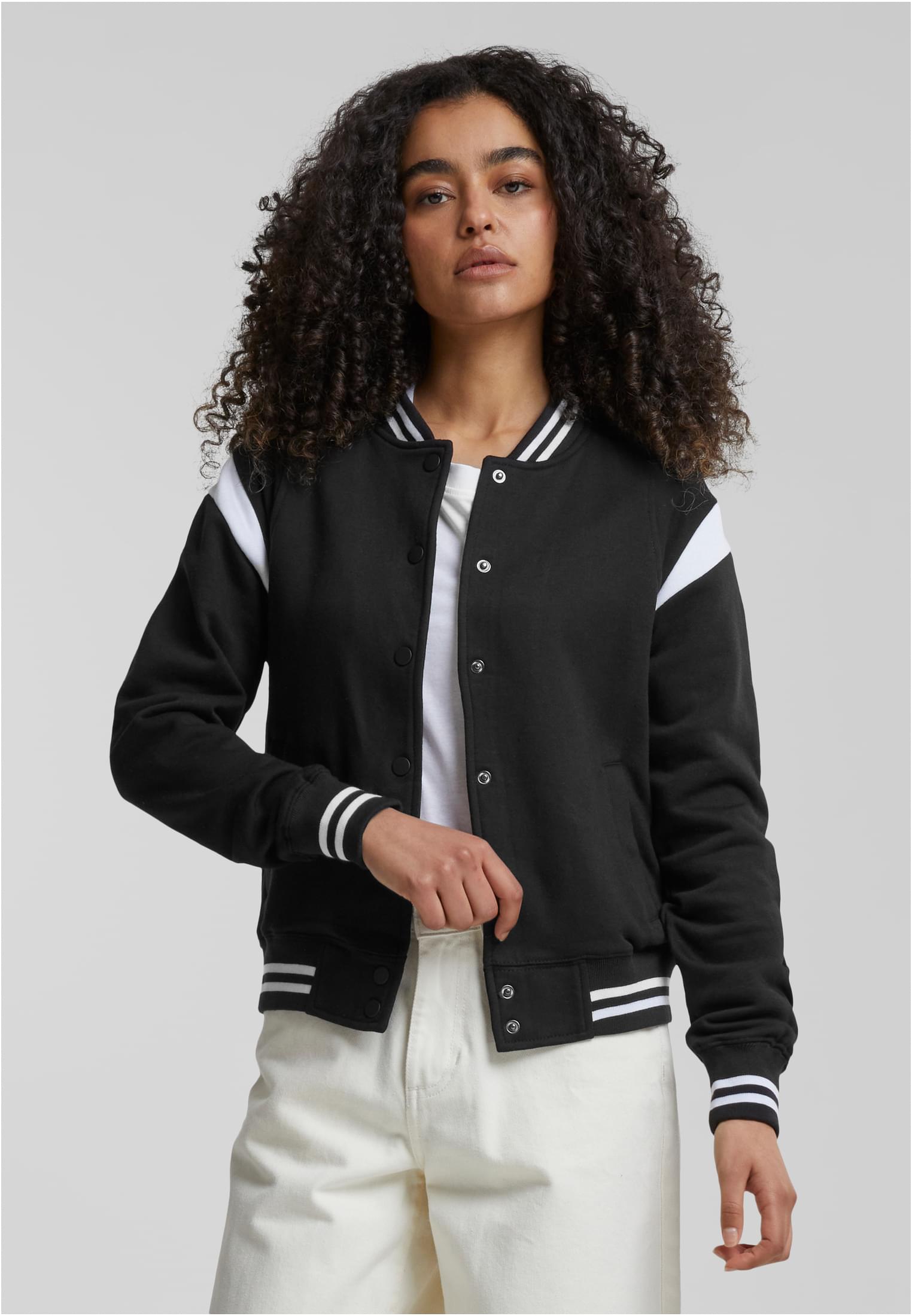 Urban Classics Giacca Inset College Sweat blk/wht