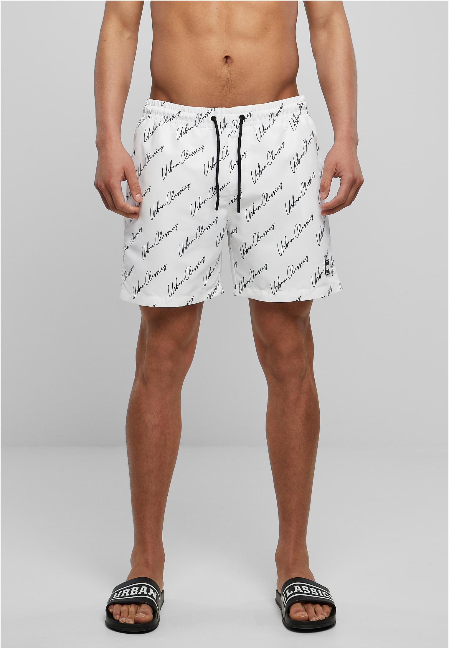 UC Men Pantaloncini Pattern�Swim whitescriptlogo