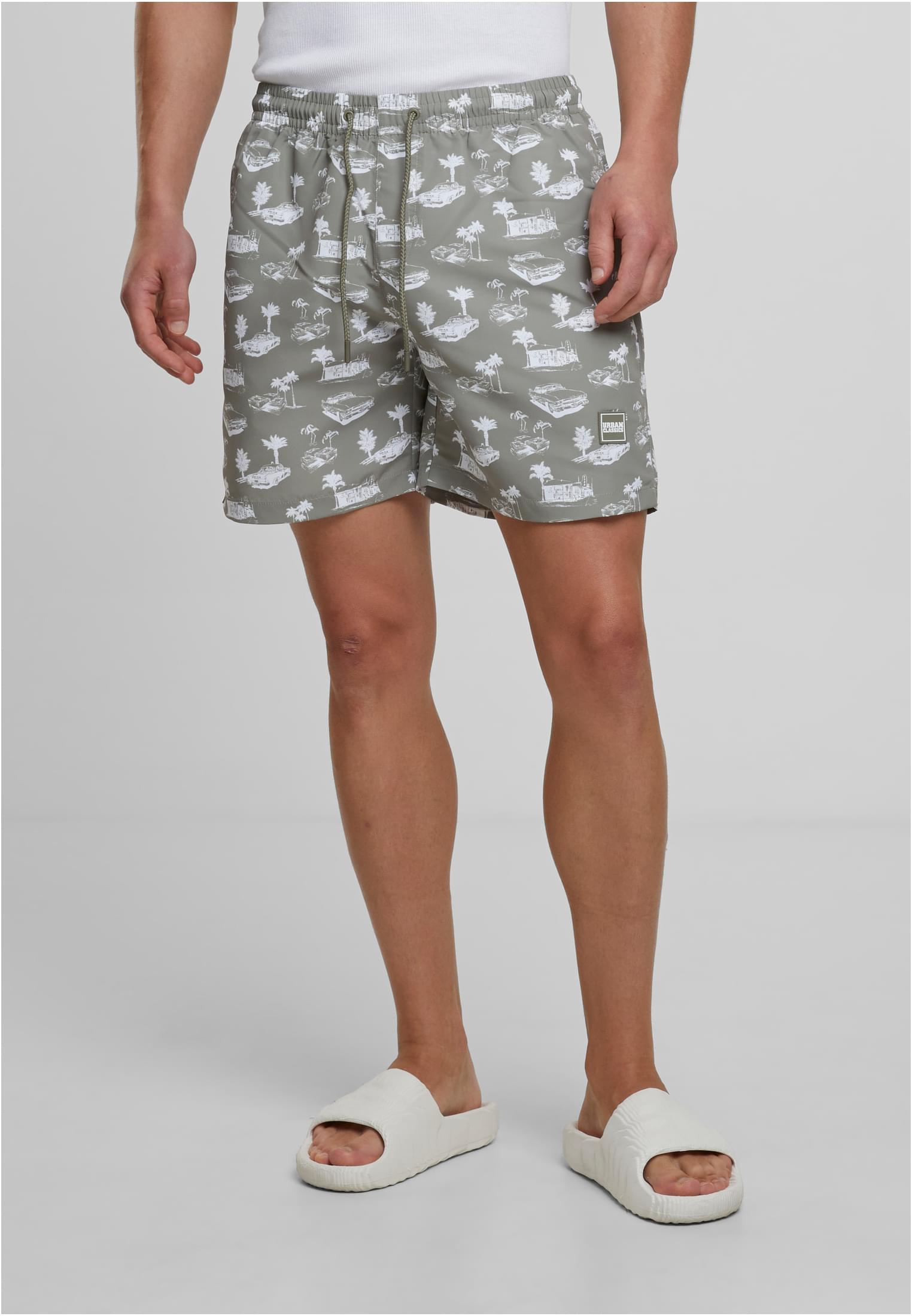 UC Men Pantaloncini Pattern�Swim paleolive/white