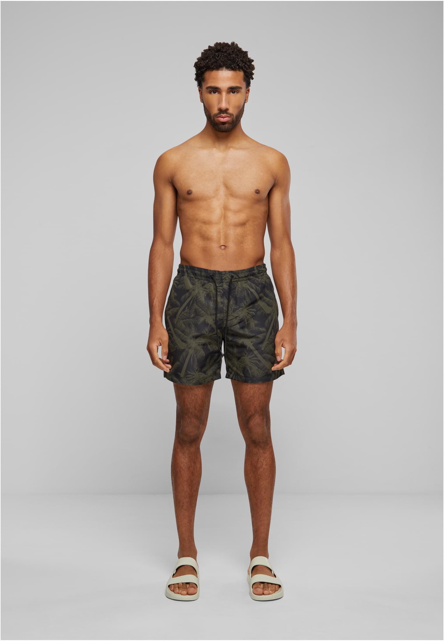 Urban Classics Pantaloncini Pattern�Swim palm/olive