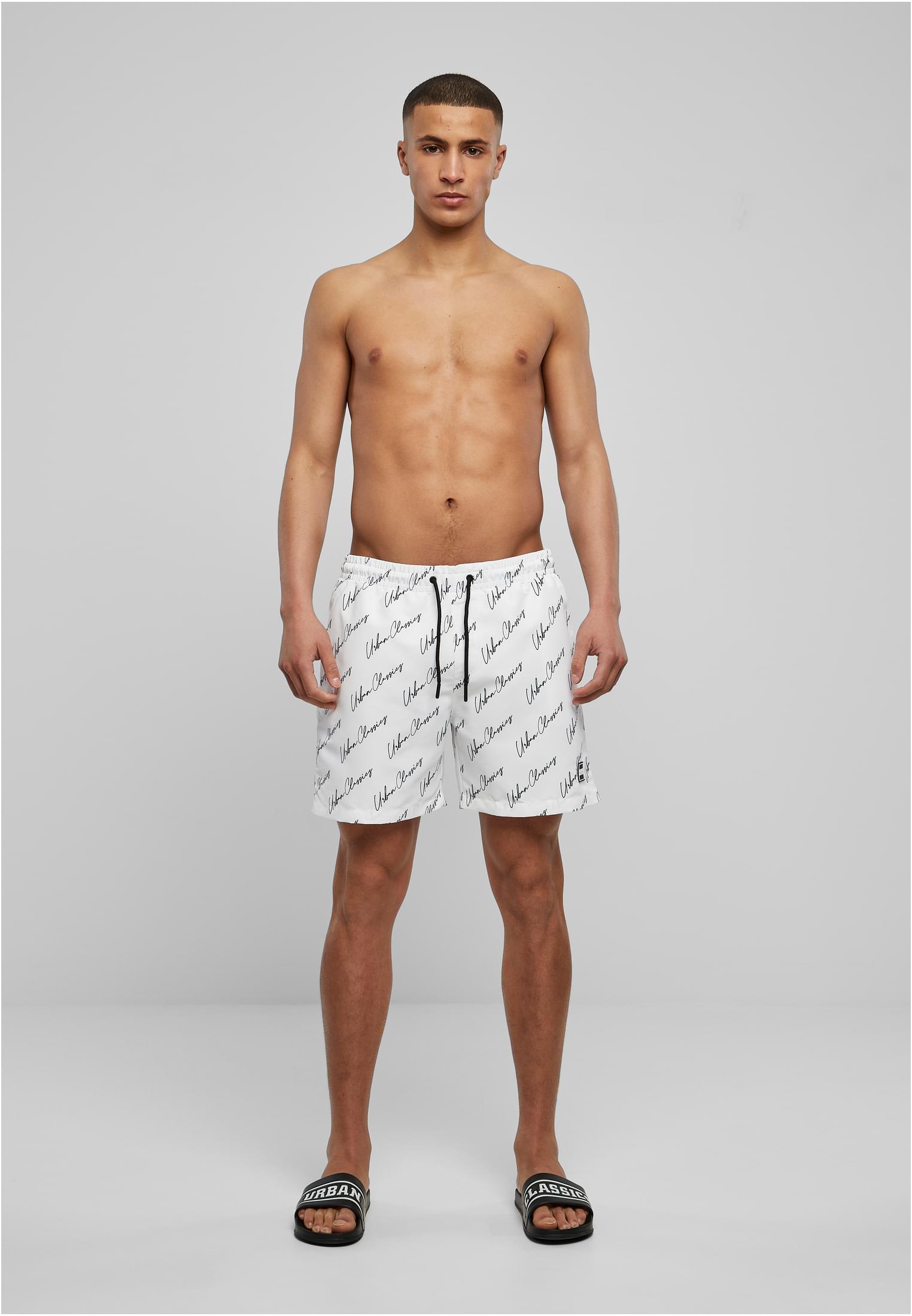 UC Men Pantaloncini Pattern�Swim whitescriptlogo