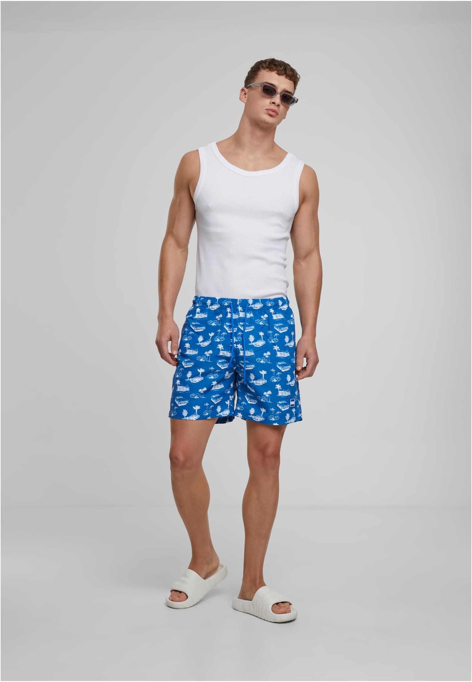 Urban Classics Pantaloncini Pattern�Swim brightblue/white