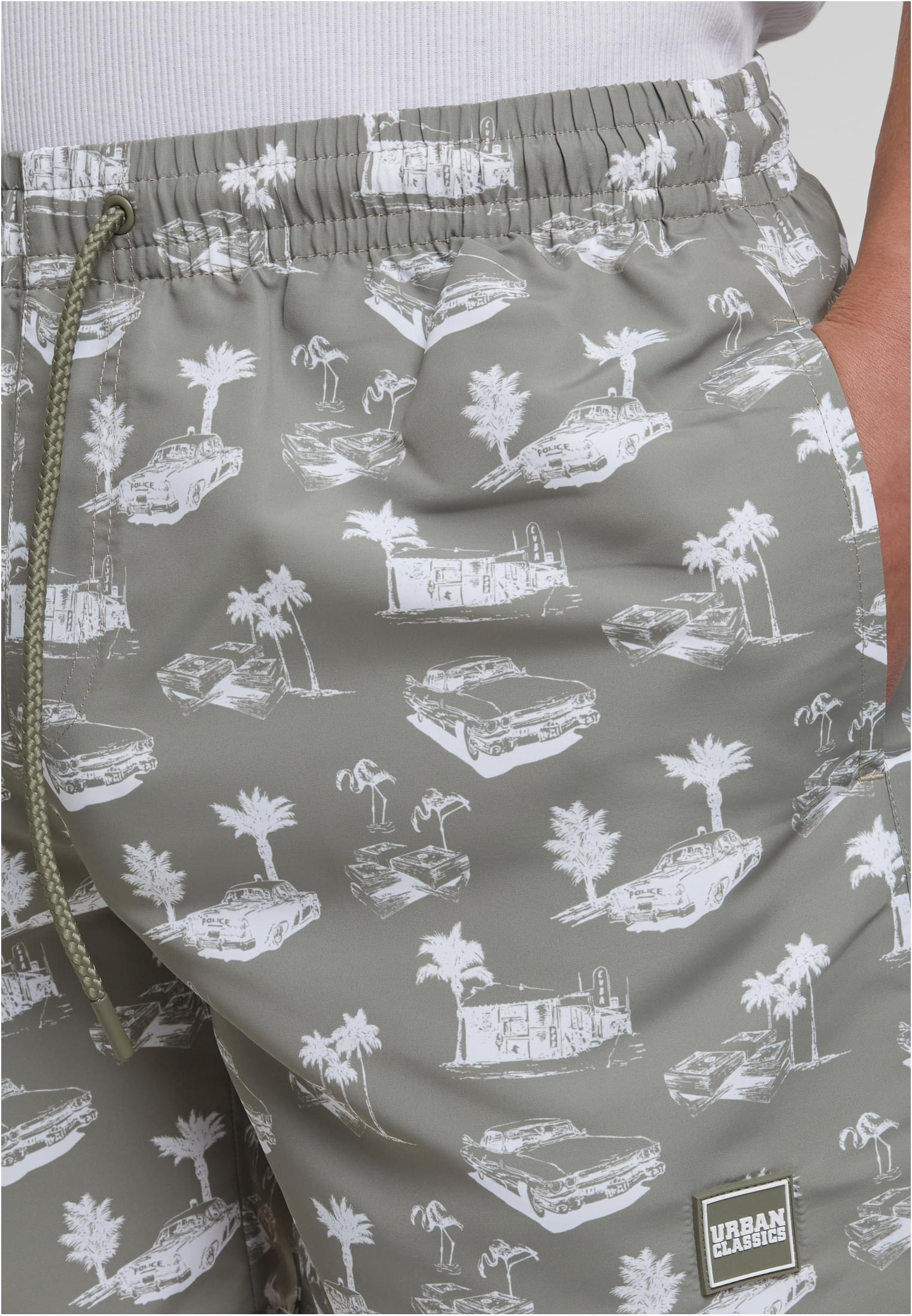 UC Men Pantaloncini Pattern�Swim paleolive/white