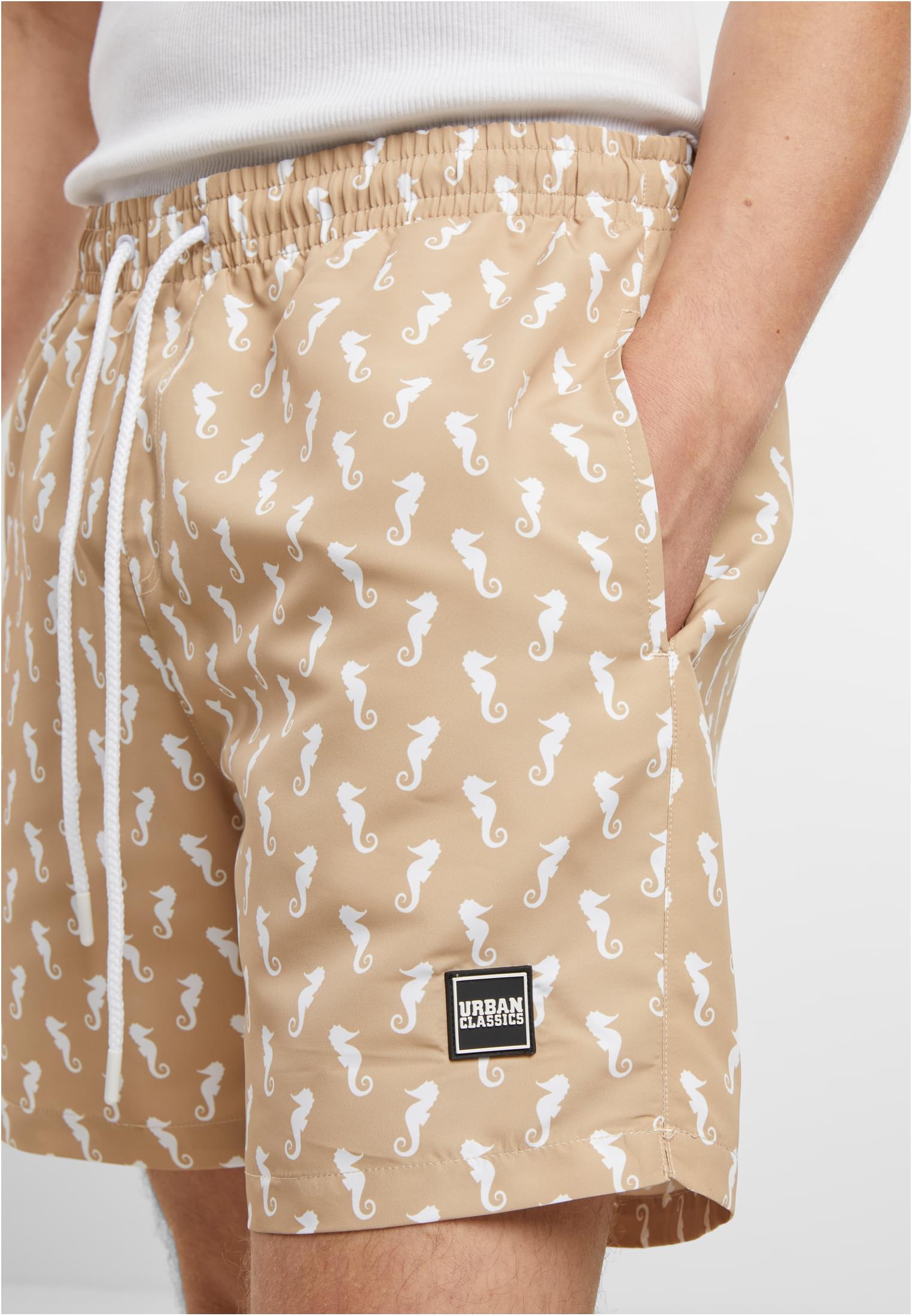 Urban Classics Pantaloncini Pattern�Swim beigeseahorse
