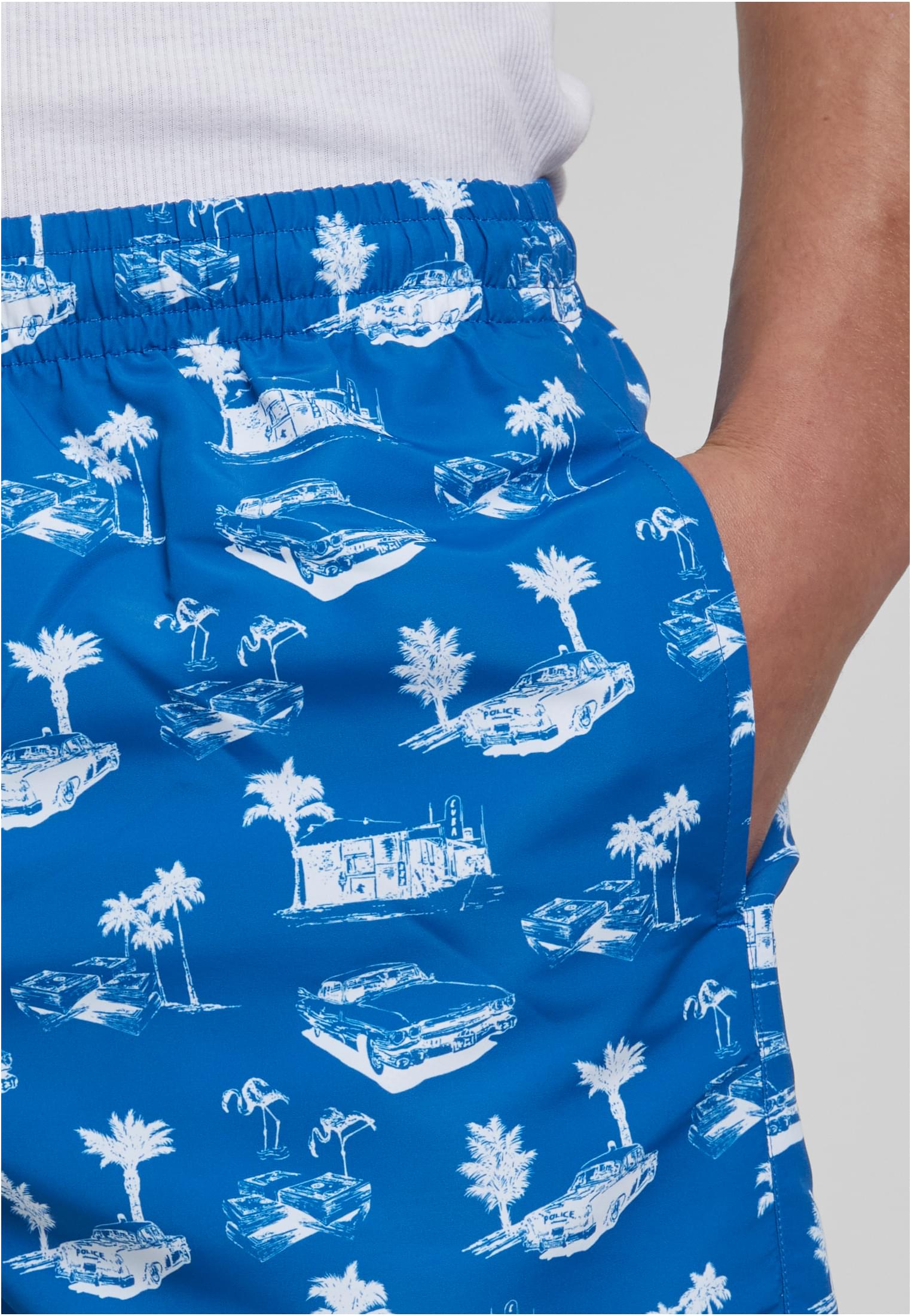 Urban Classics Pantaloncini Pattern�Swim brightblue/white