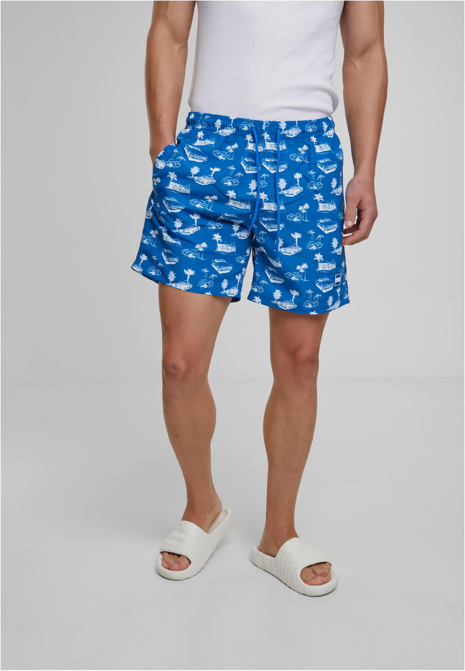Urban Classics Pantaloncini Pattern�Swim brightblue/white