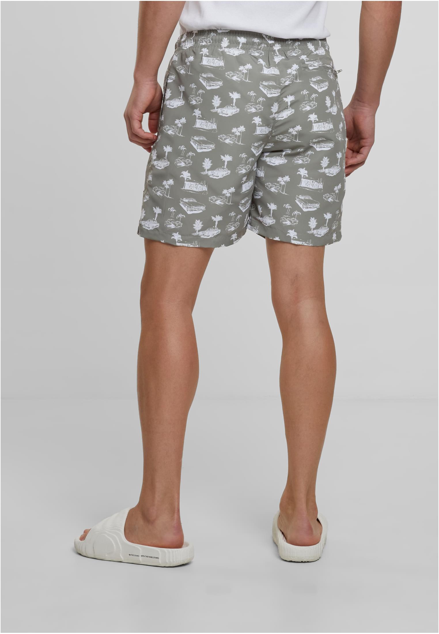 UC Men Pantaloncini Pattern�Swim paleolive/white