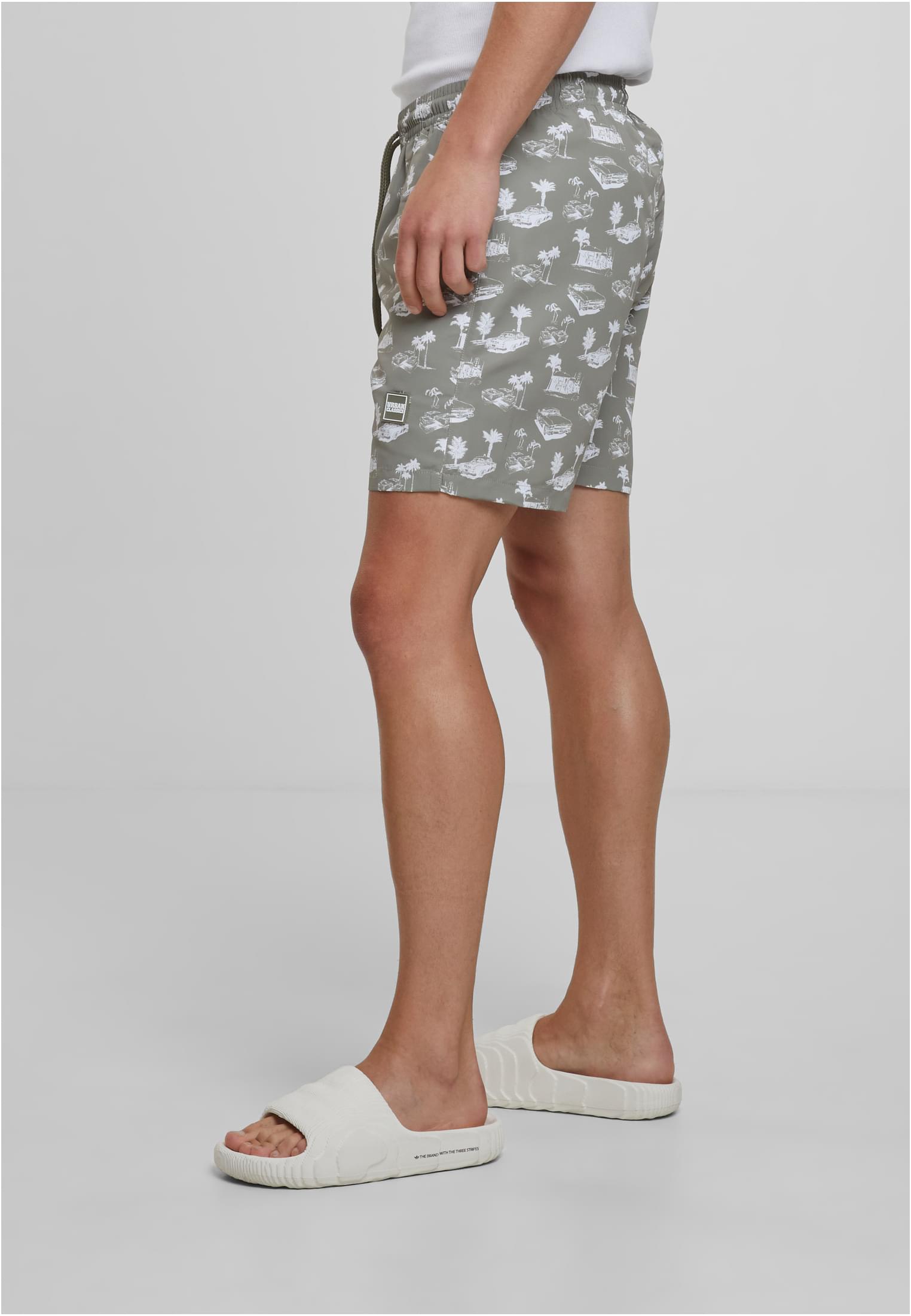 UC Men Pantaloncini Pattern�Swim paleolive/white