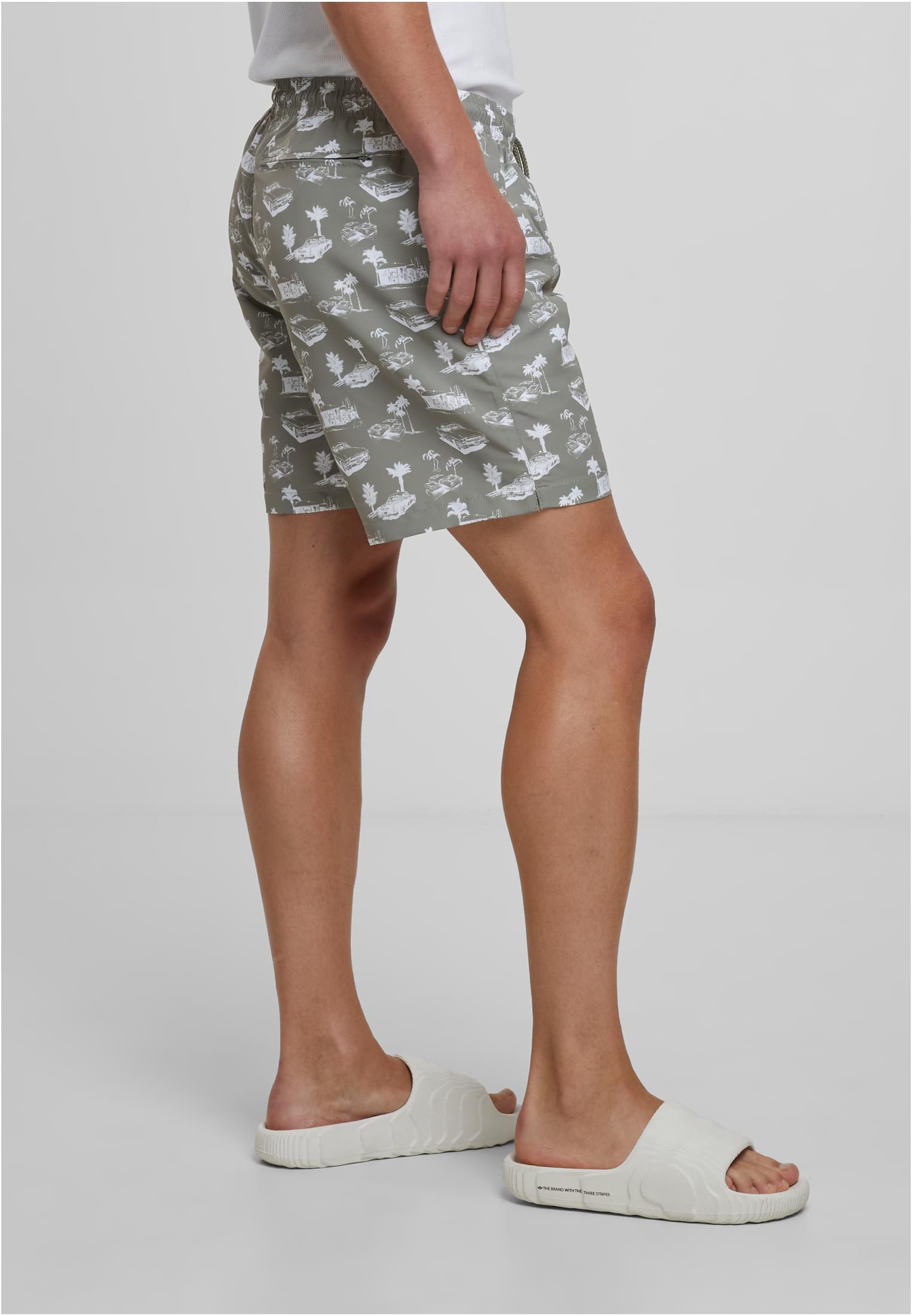 UC Men Pantaloncini Pattern�Swim paleolive/white