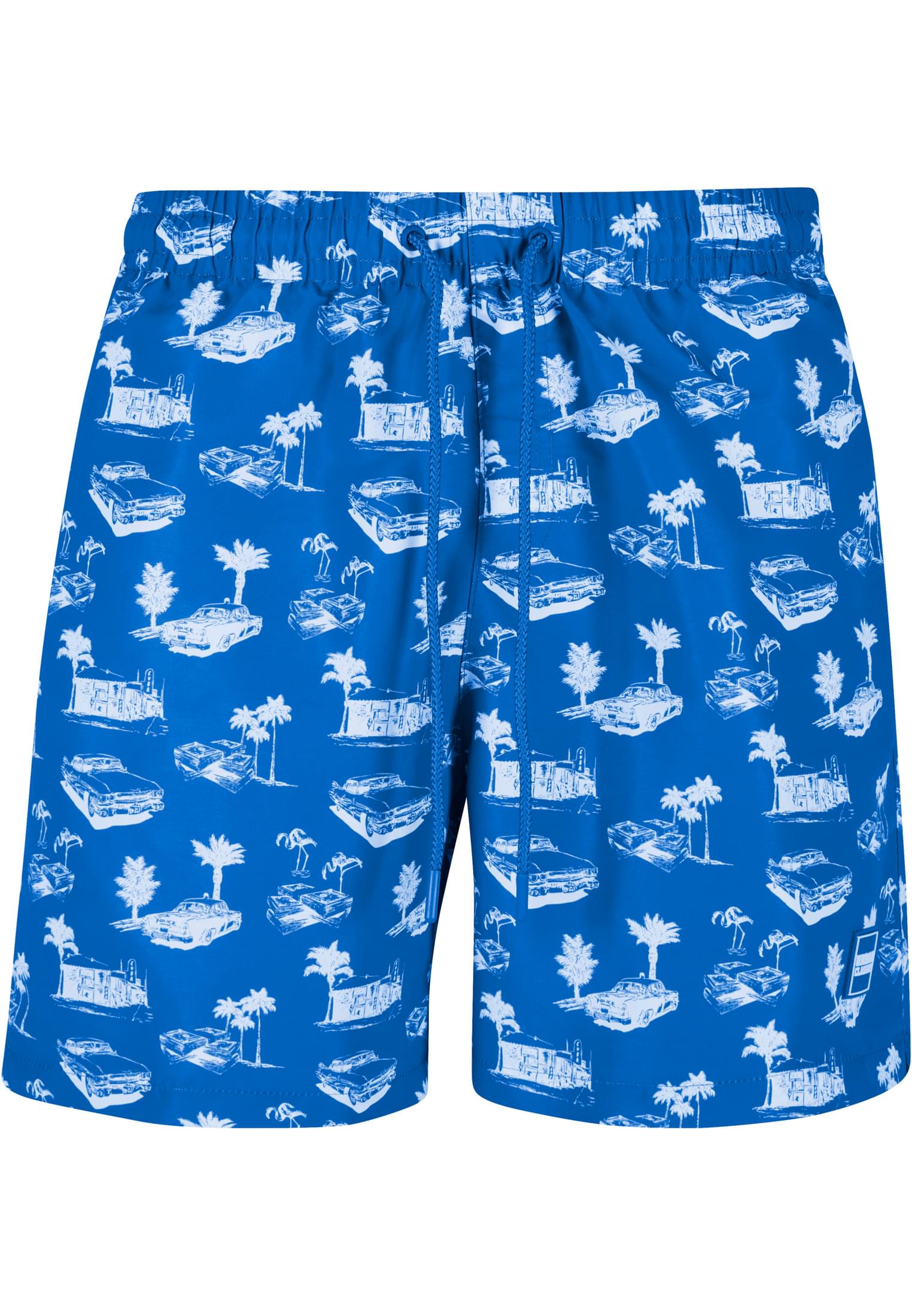 Urban Classics Pantaloncini Pattern�Swim brightblue/white
