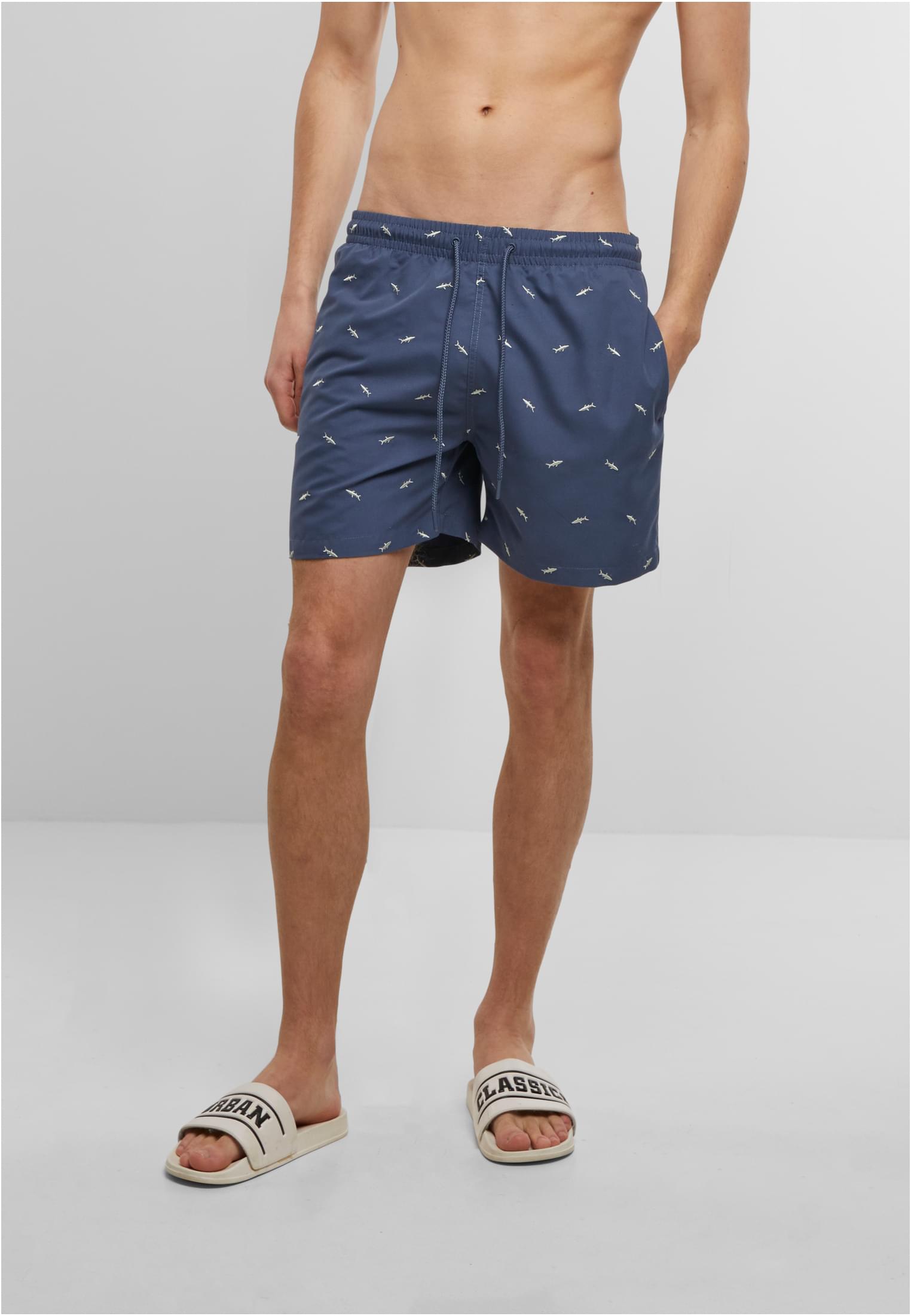 Urban Classics Pantaloncini Embroidery Swim vintageblue/frostmint