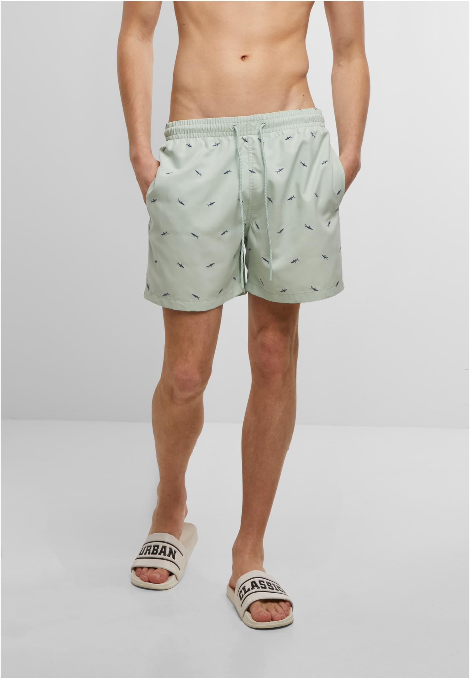 UC Men Pantaloncini Embroidery Swim frotmint/vintageblue