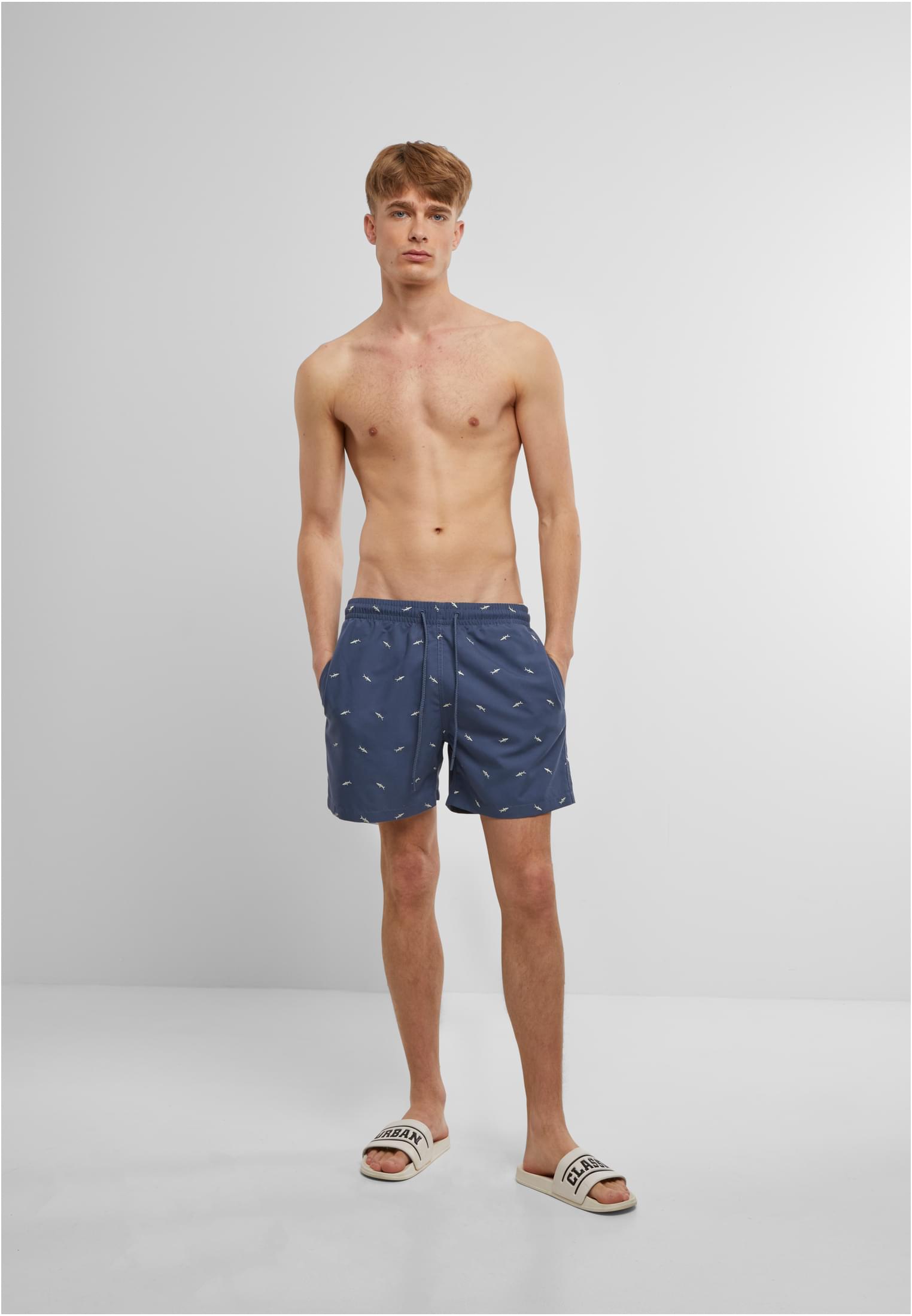 Urban Classics Pantaloncini Embroidery Swim vintageblue/frostmint