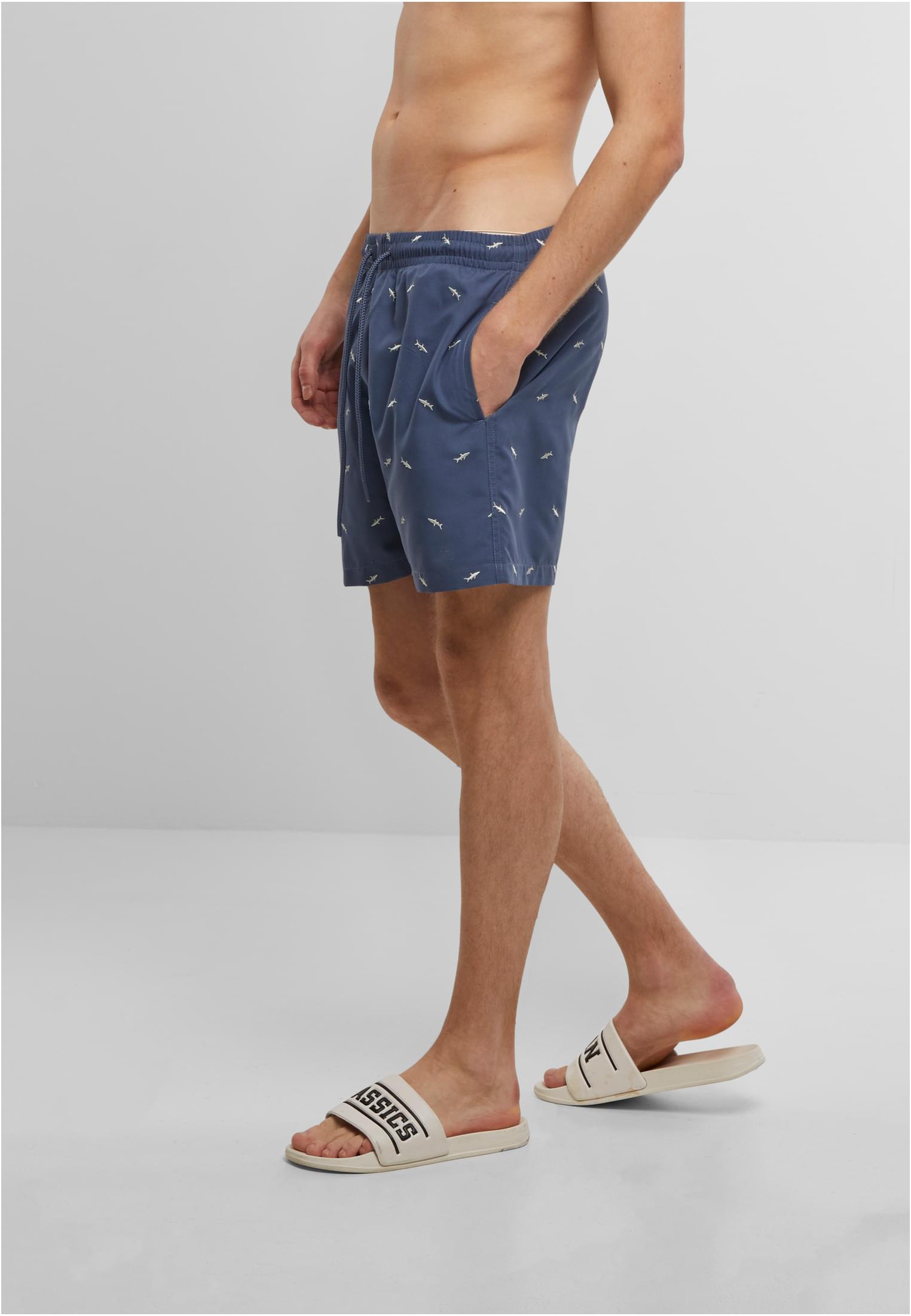 Urban Classics Pantaloncini Embroidery Swim vintageblue/frostmint
